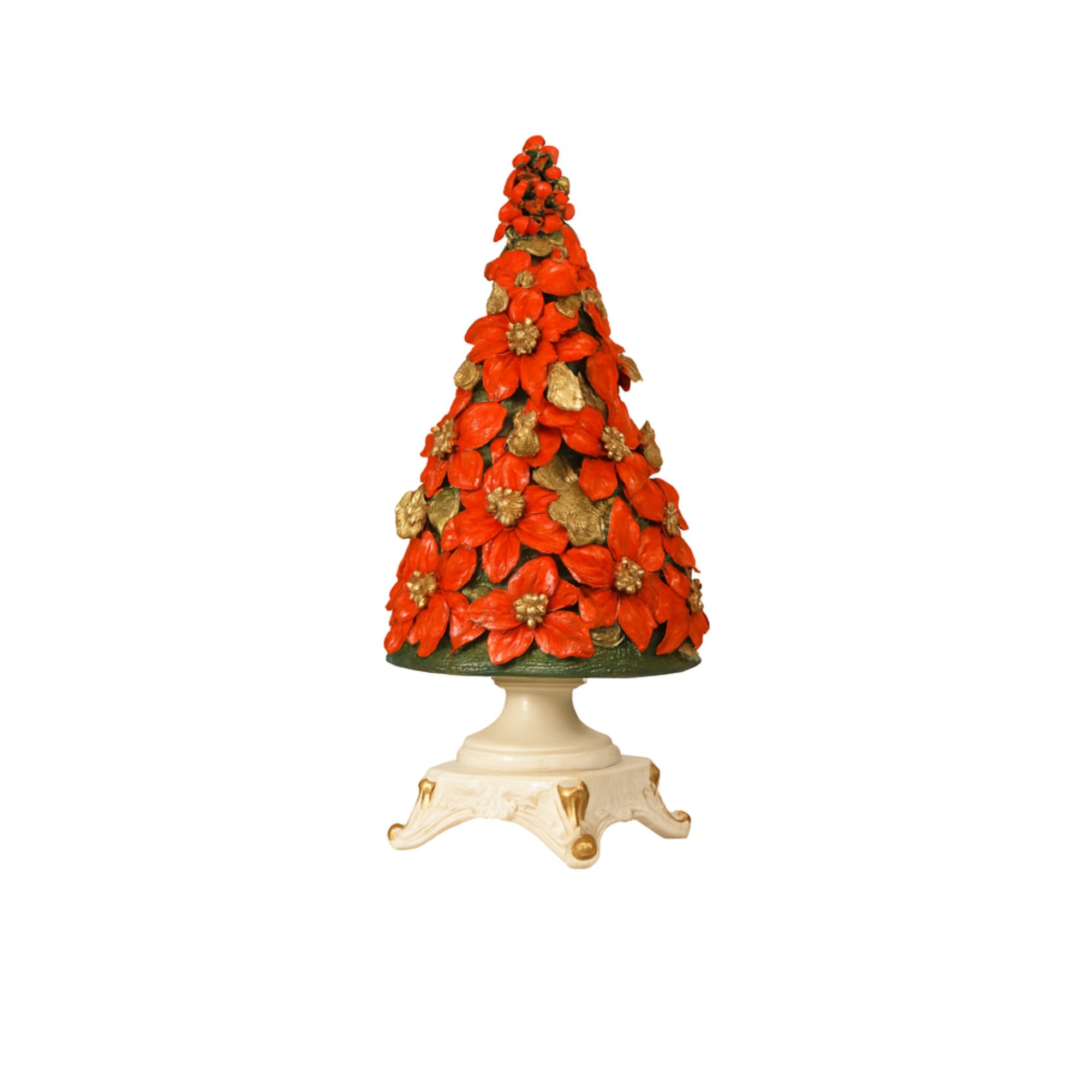 Capodimonte Porcelain Christmas Tree Poinsettias