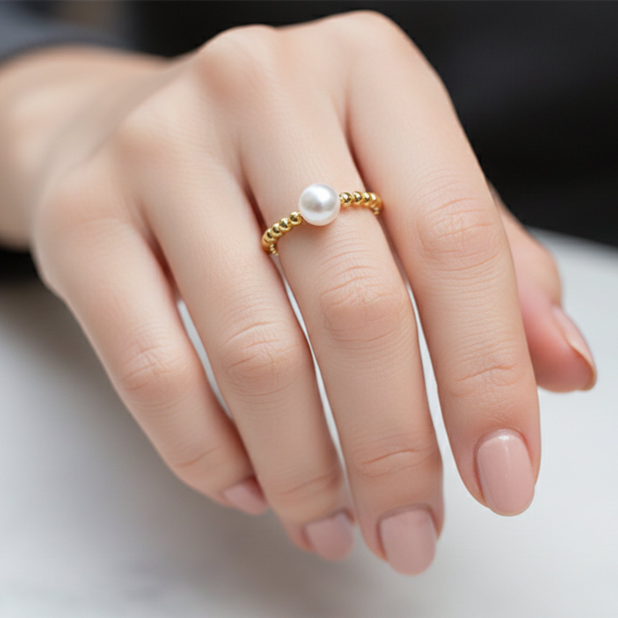 Ring with Pearl from Pompeii - 925 Silver, 18K Gold Plated