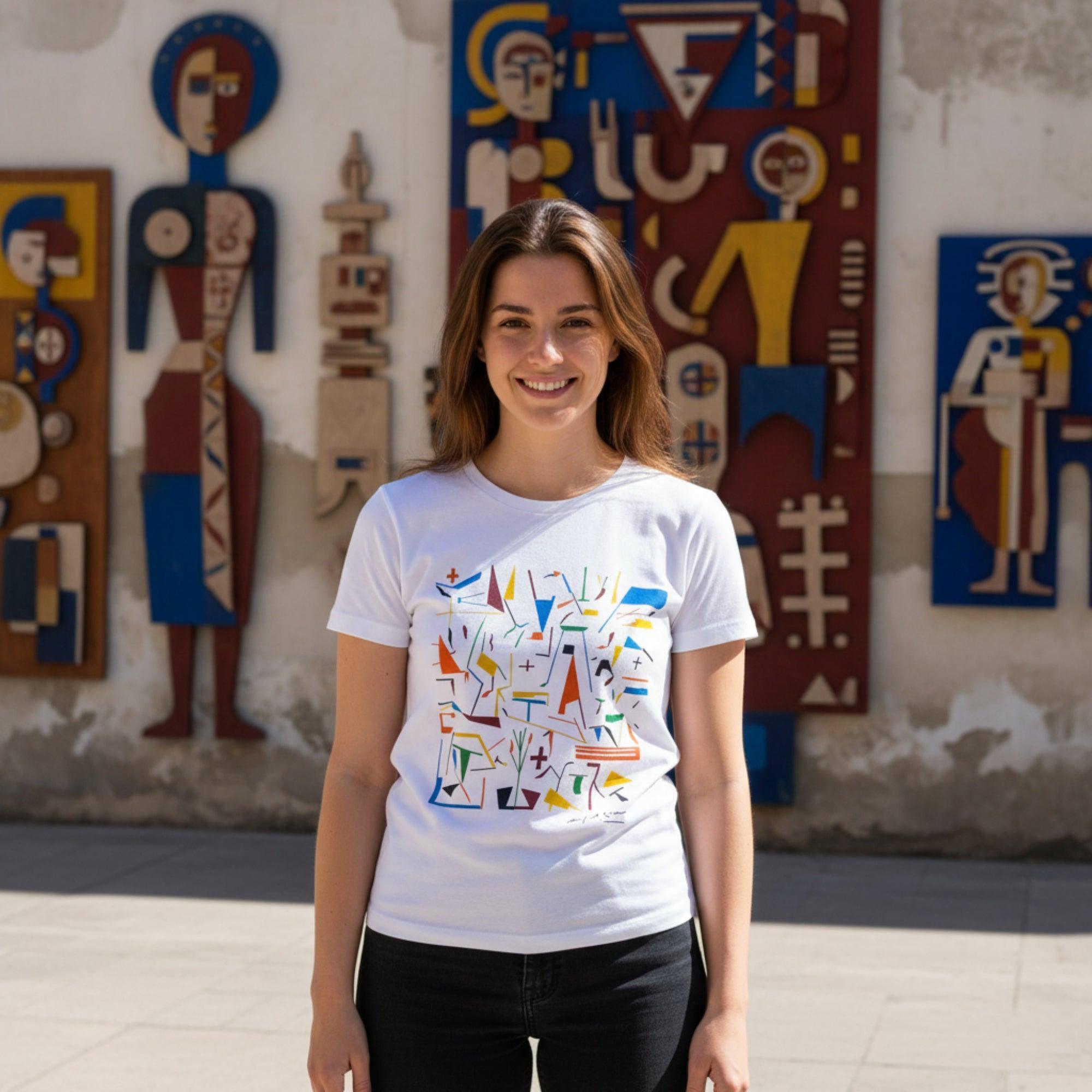 T-shirt donna in cotone ispirata all’arte contemporanea di Mimmo Paladino.