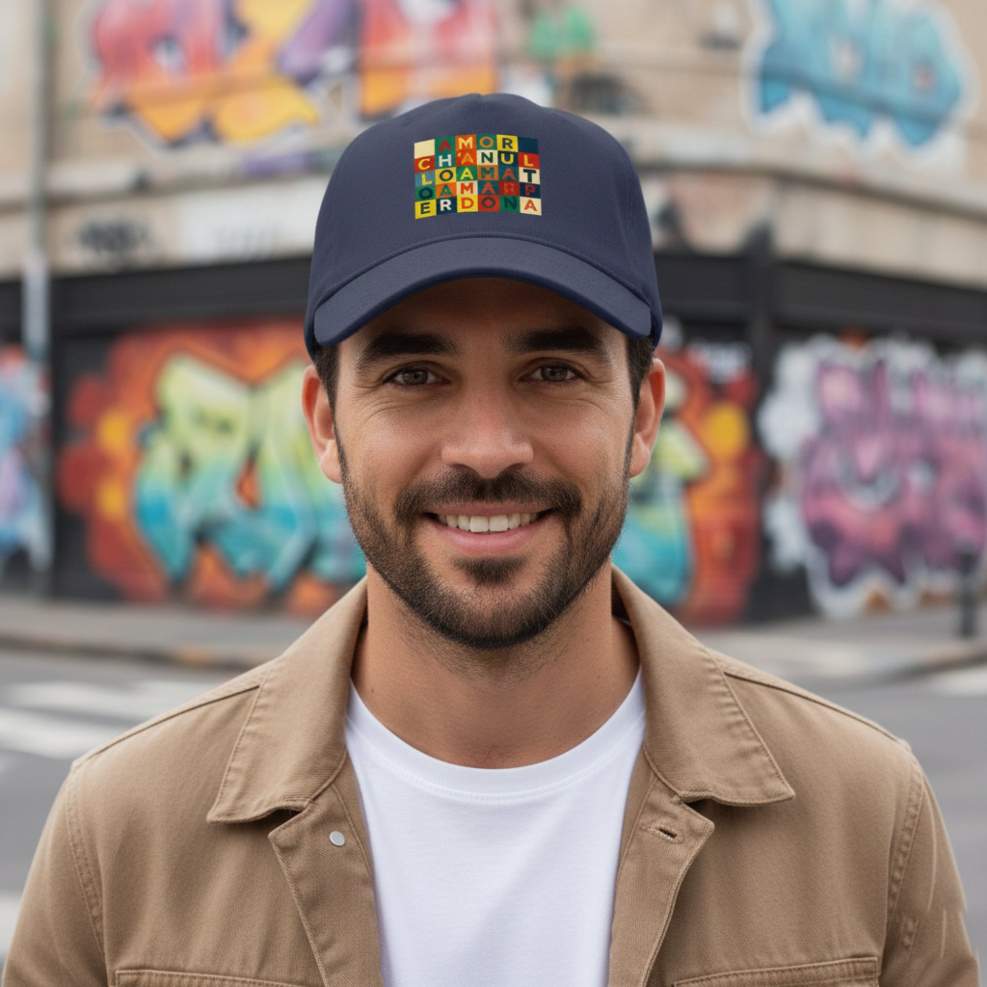 Cappello Amor Boetti con design tipografico