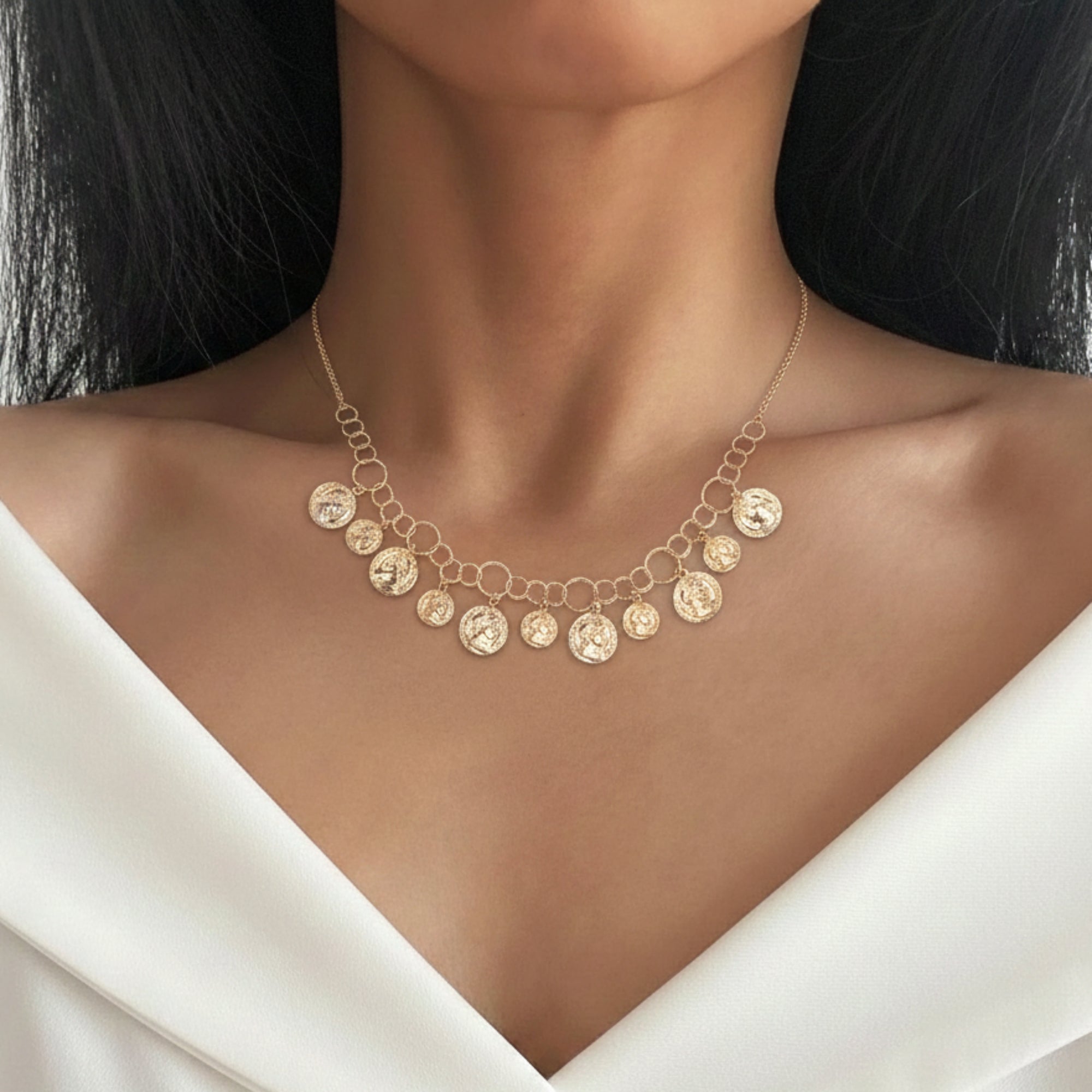 Necklace With Pendant Medals - 925 Silver