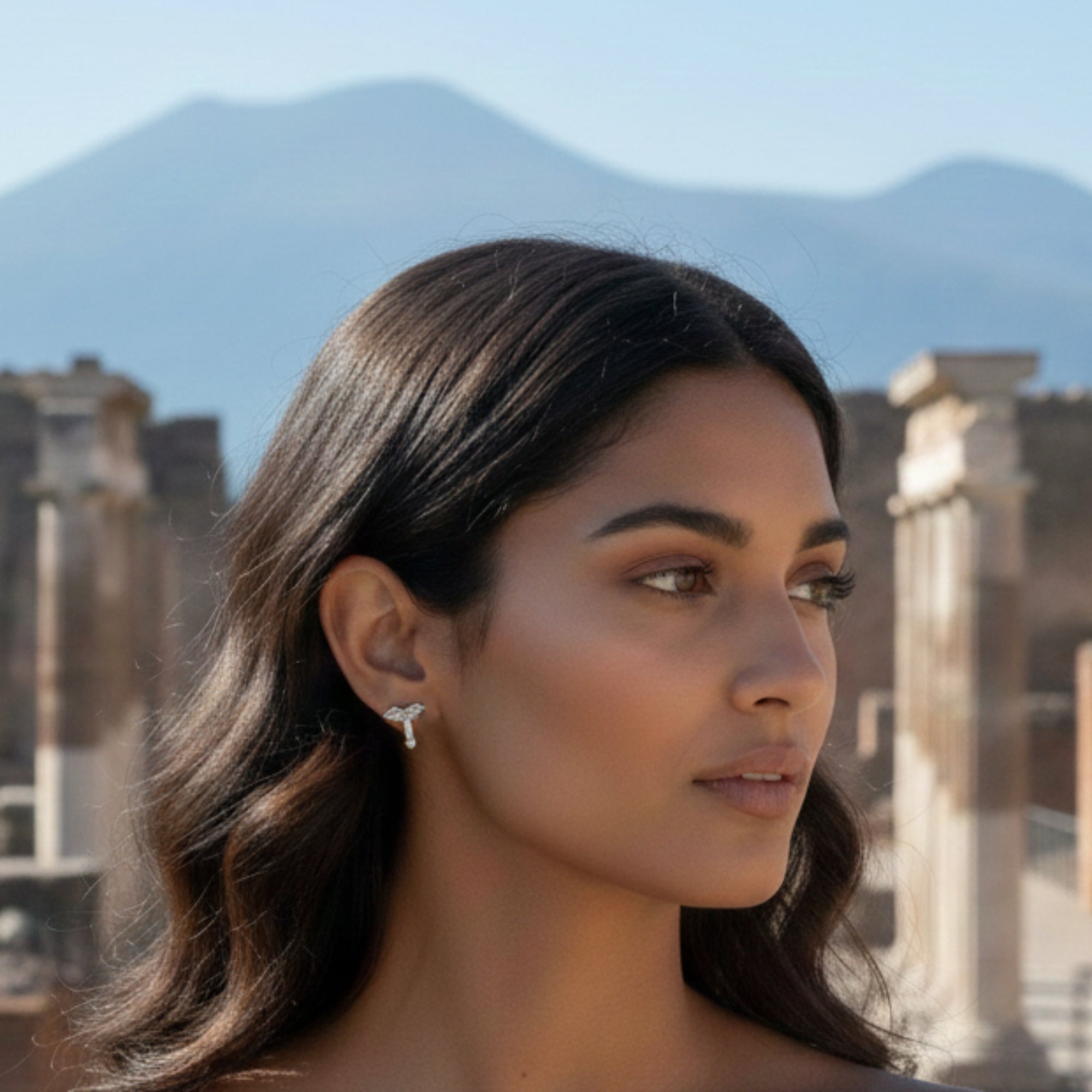 Lobe earrings with Winged Phallus from Pompeii - 925 Silver