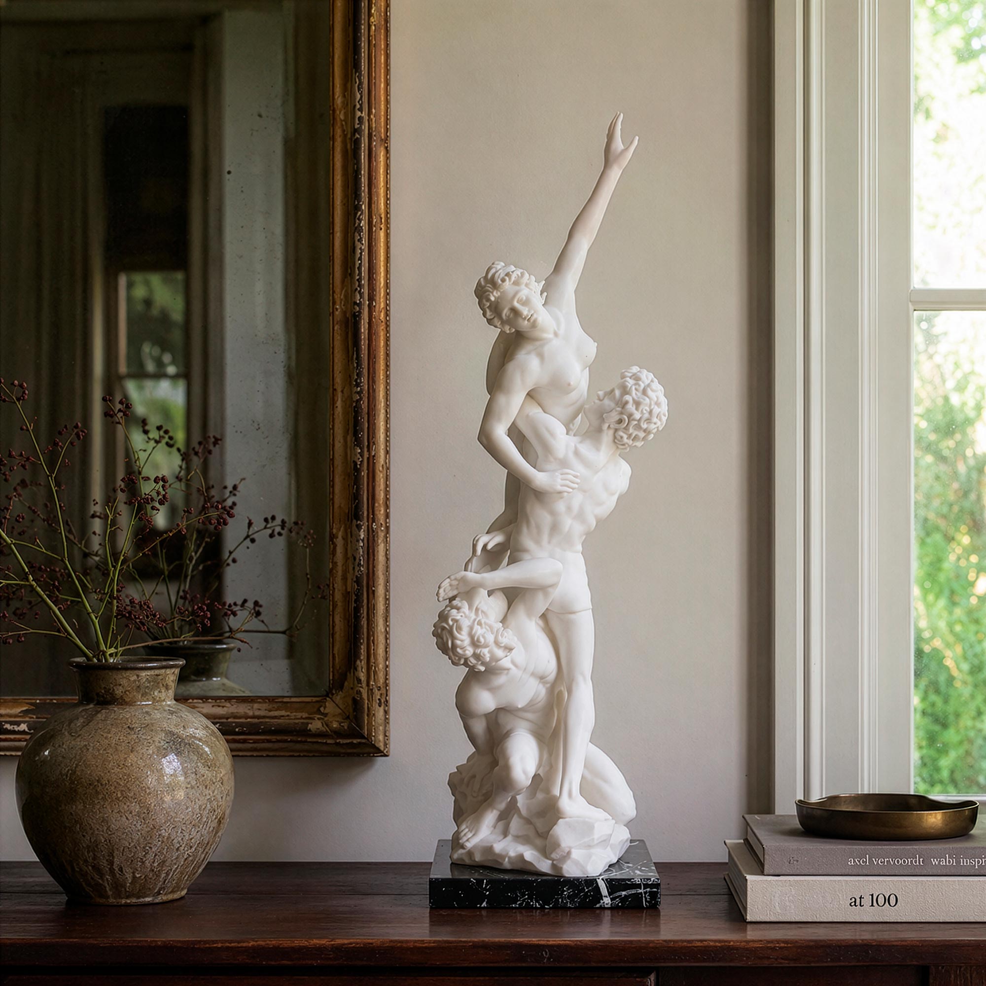Marble statue of the Rape of the Sabine Women by Giambologna