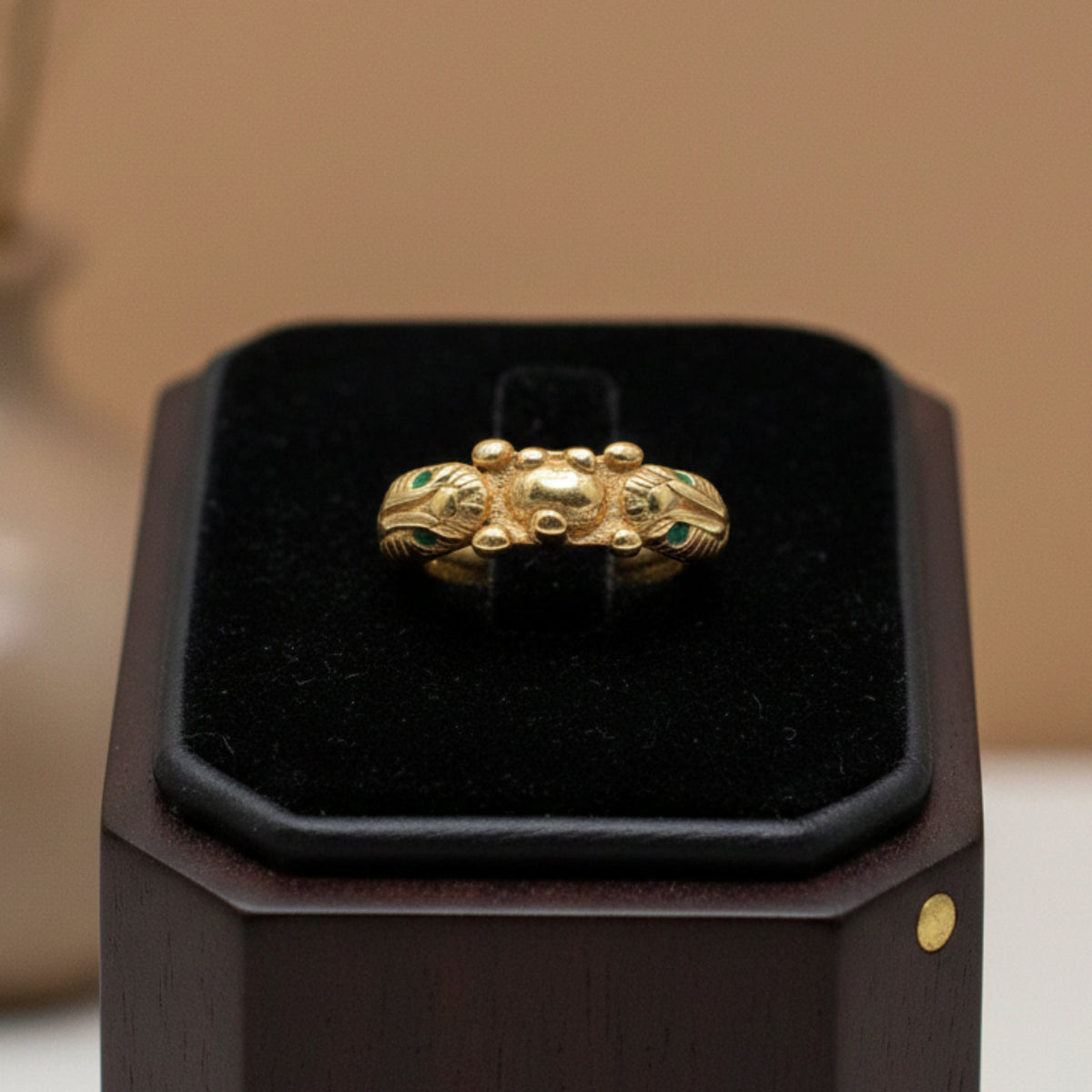 Bague avec serpent à deux têtes en argent 925, finition or 18 carats  