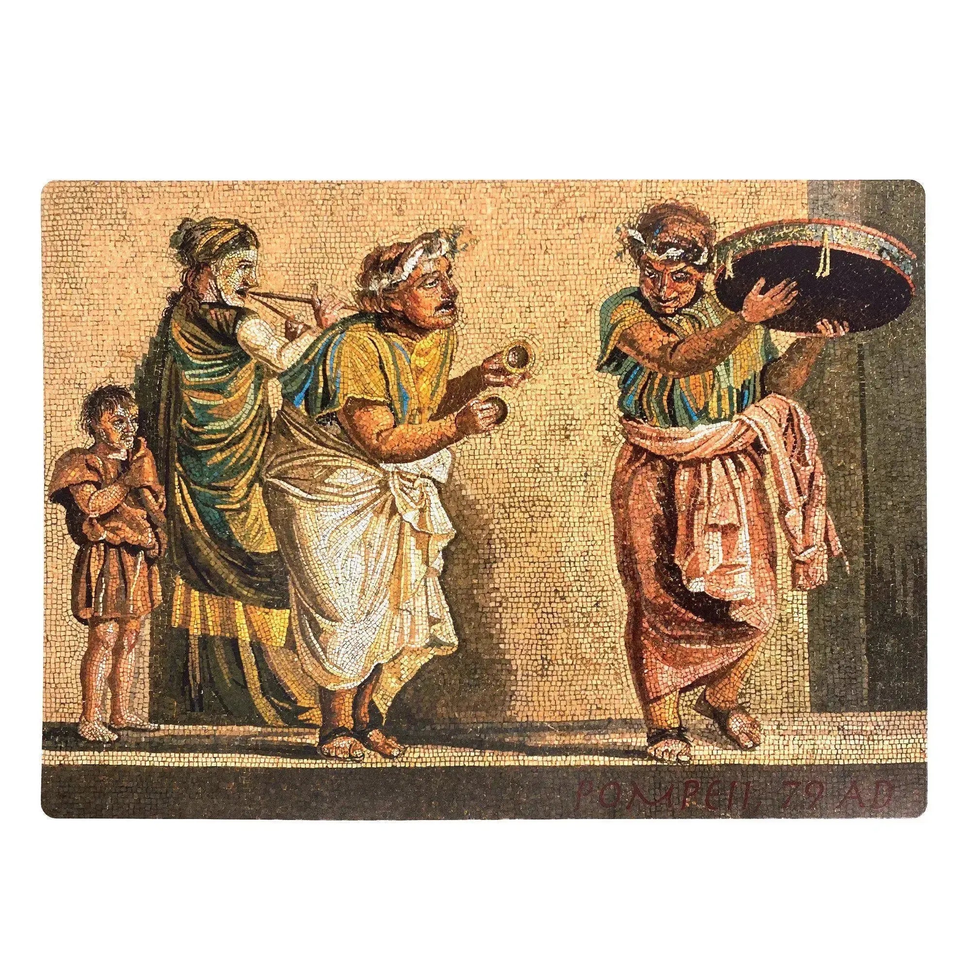 placemat artistic print of musicians - Pompeian mosaic