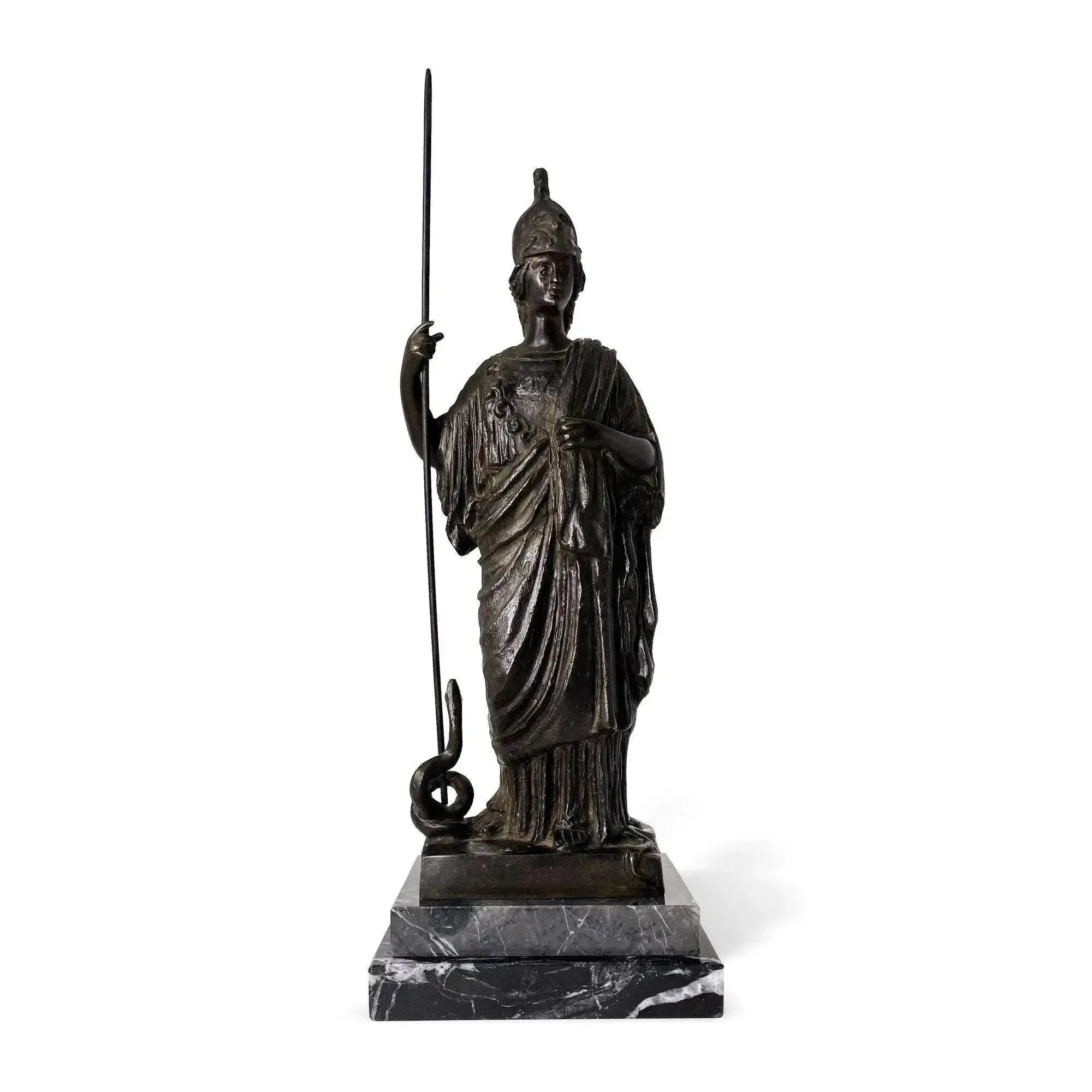 Statue en bronze de Minerve tenant une lance