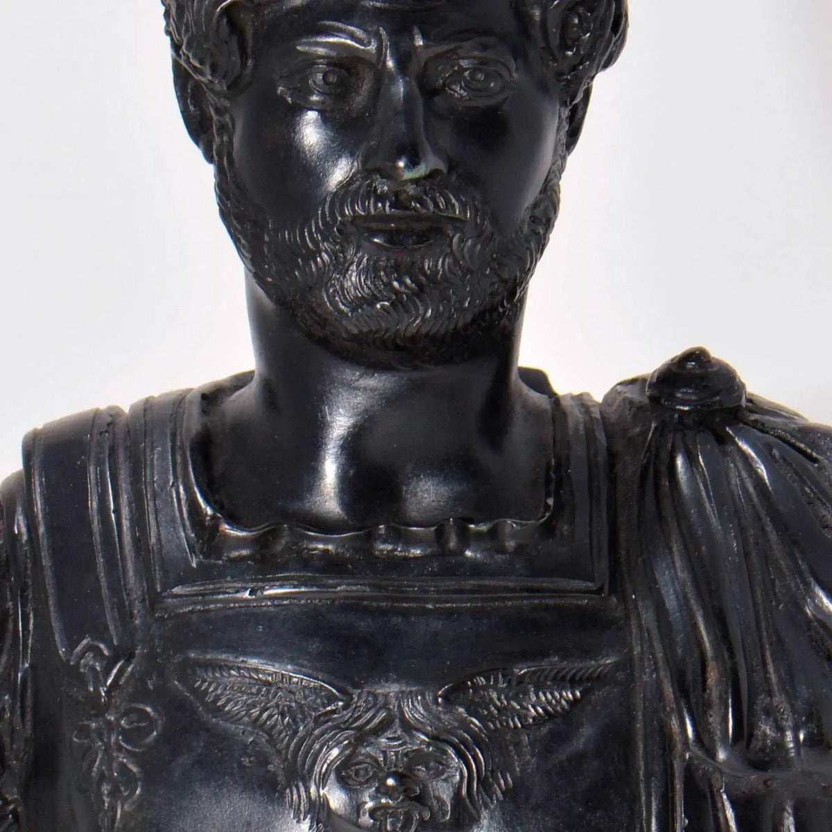 Bronze statue of Emperor Hadrian, close-up