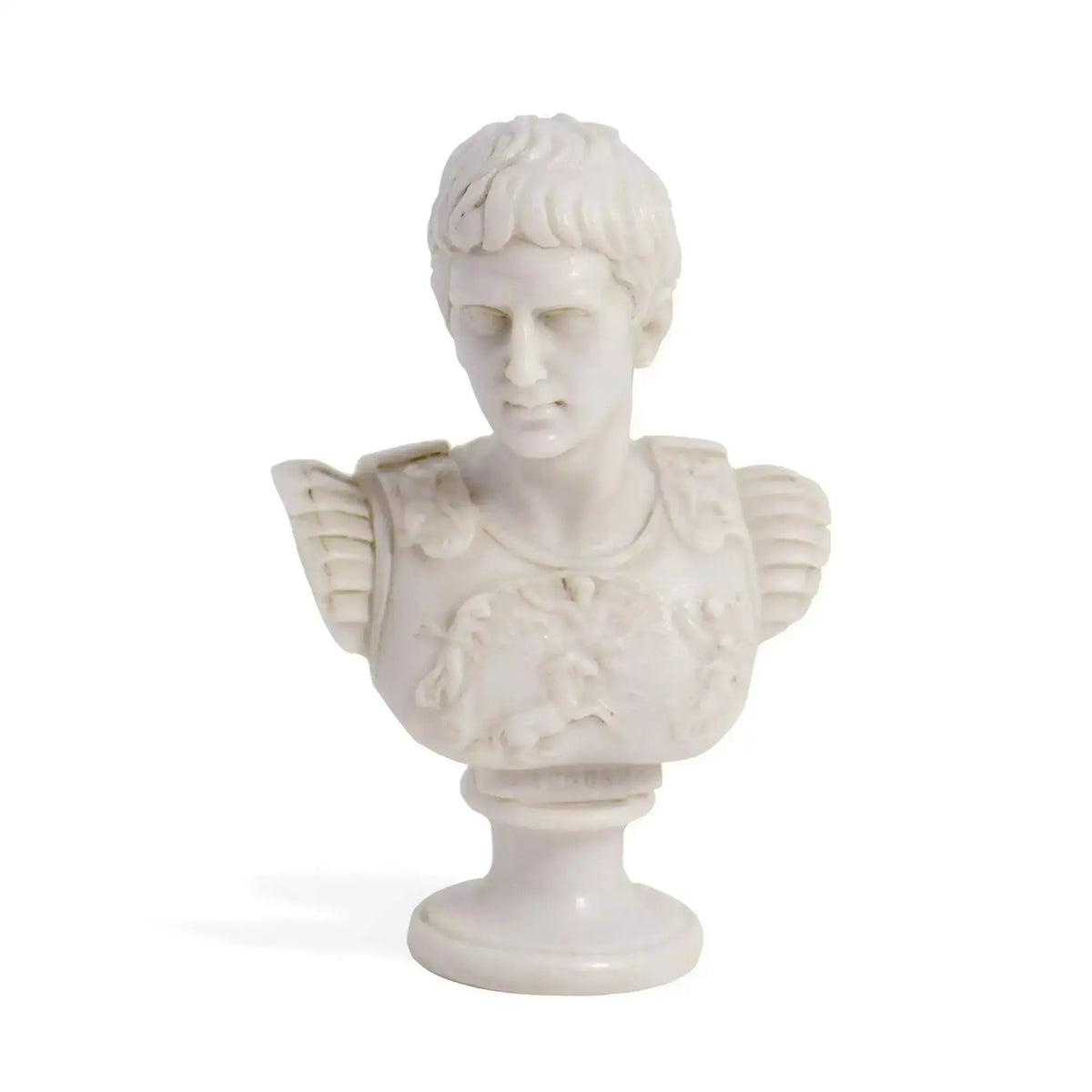 Marmorstatue des Augustus, detaillierte Reproduktion des kaiserlichen Anführers.