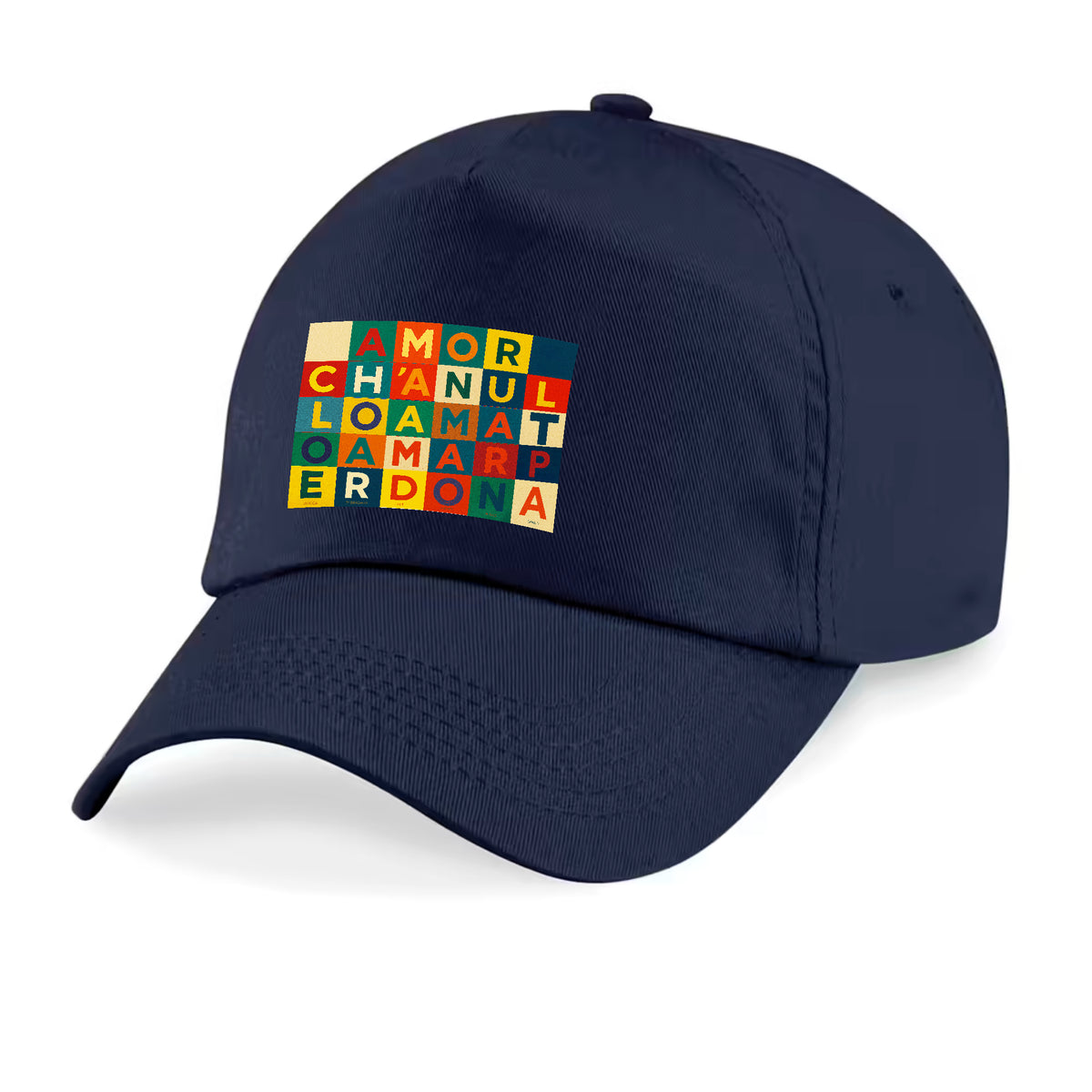 Chapeau Amor Boetti avec design typographique