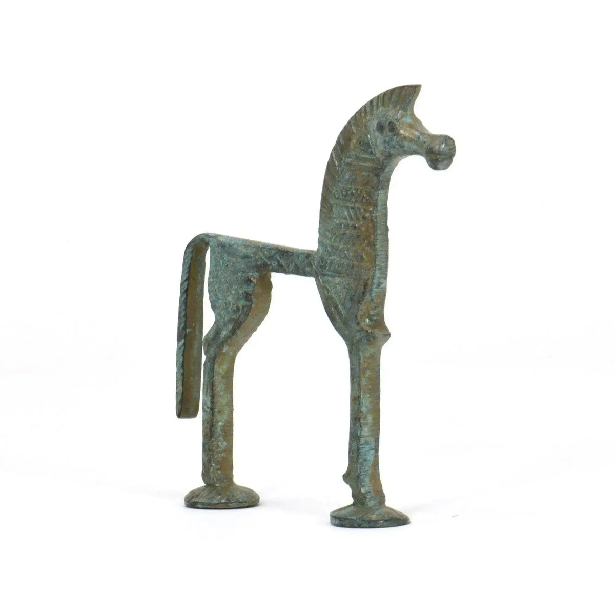 Small Greek horse in bronze, decorative statuette