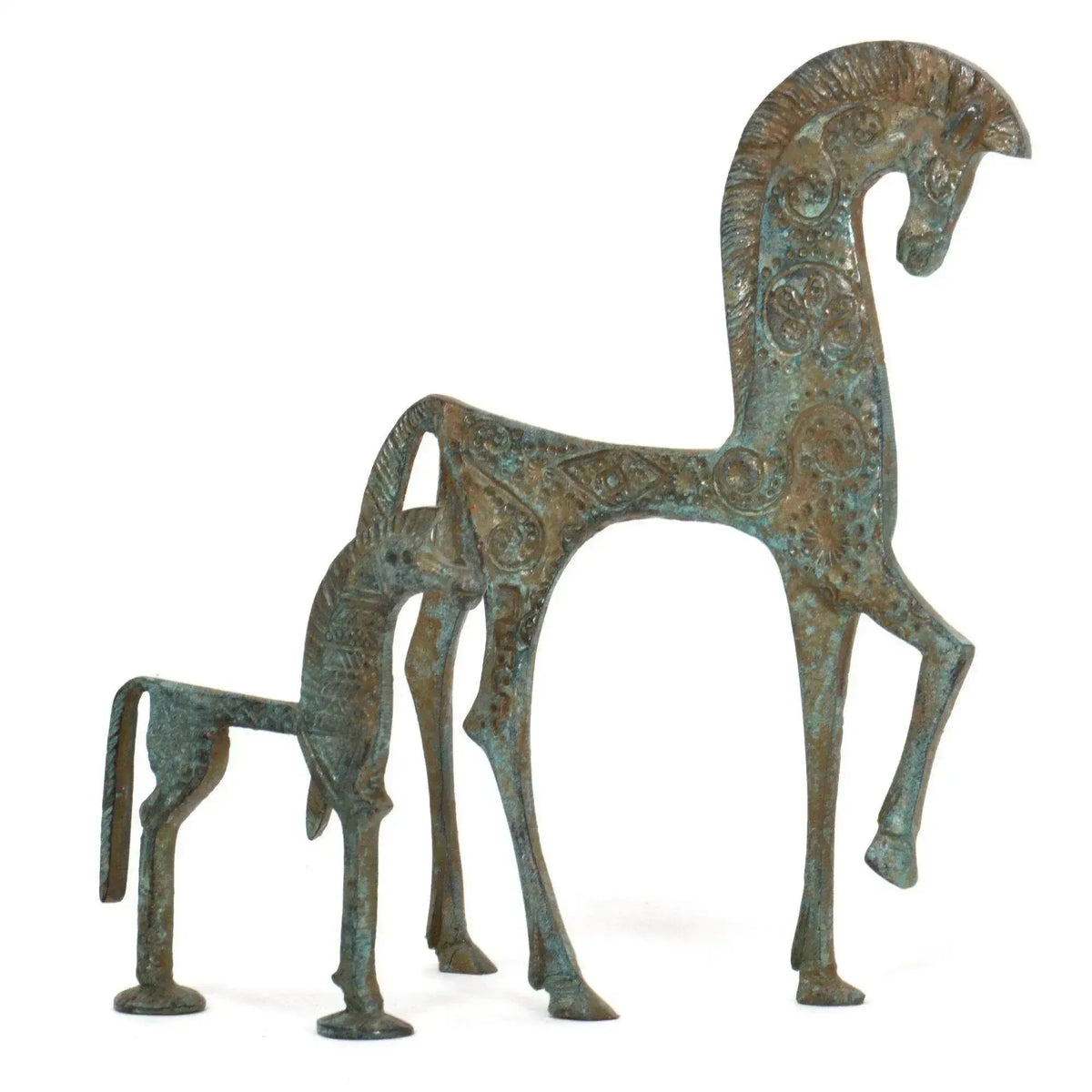 Greek horse sculpture in bronze, elegant figurine