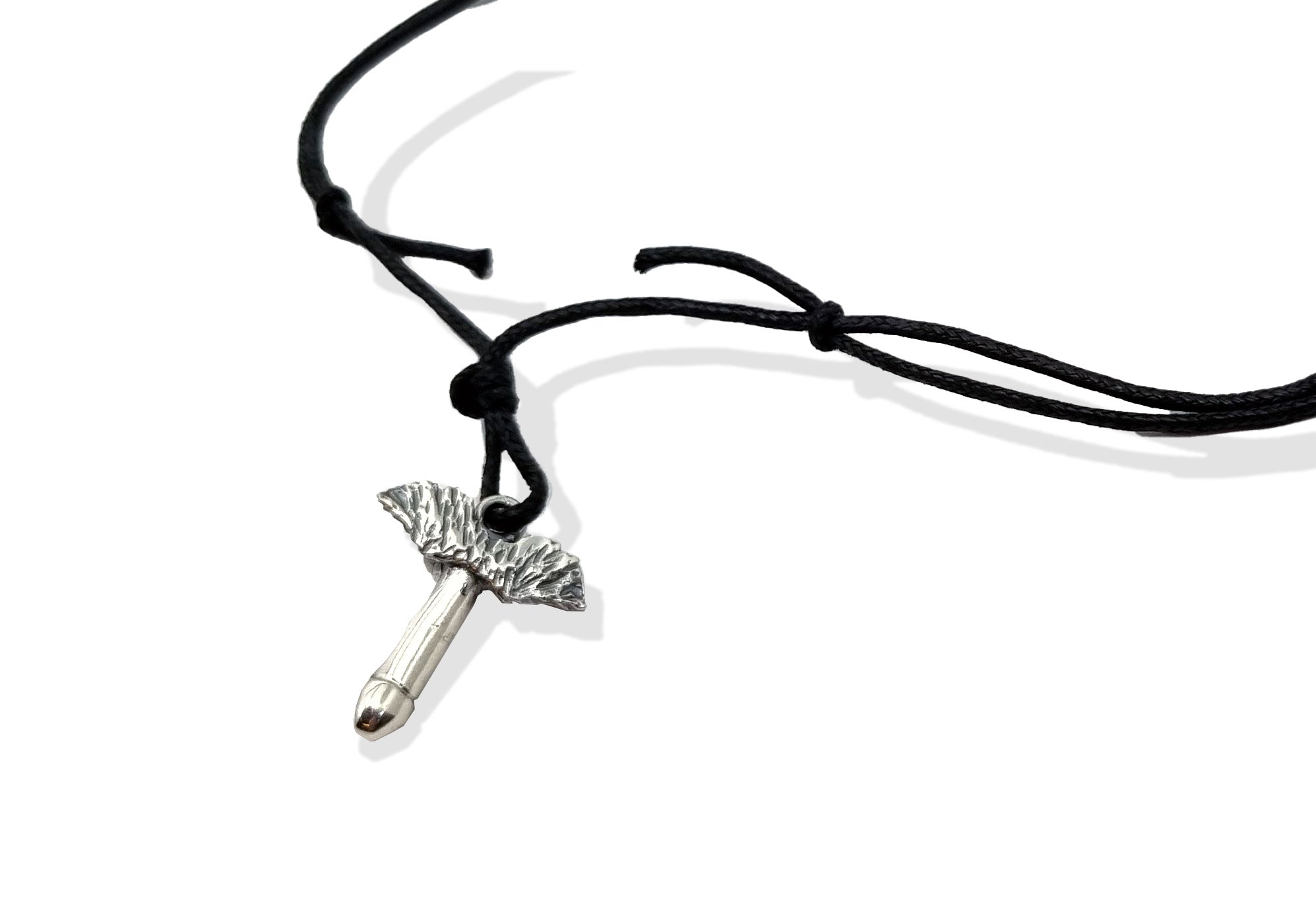 Fabric thread necklace with large winged phallus from Pompeii - 925 silver