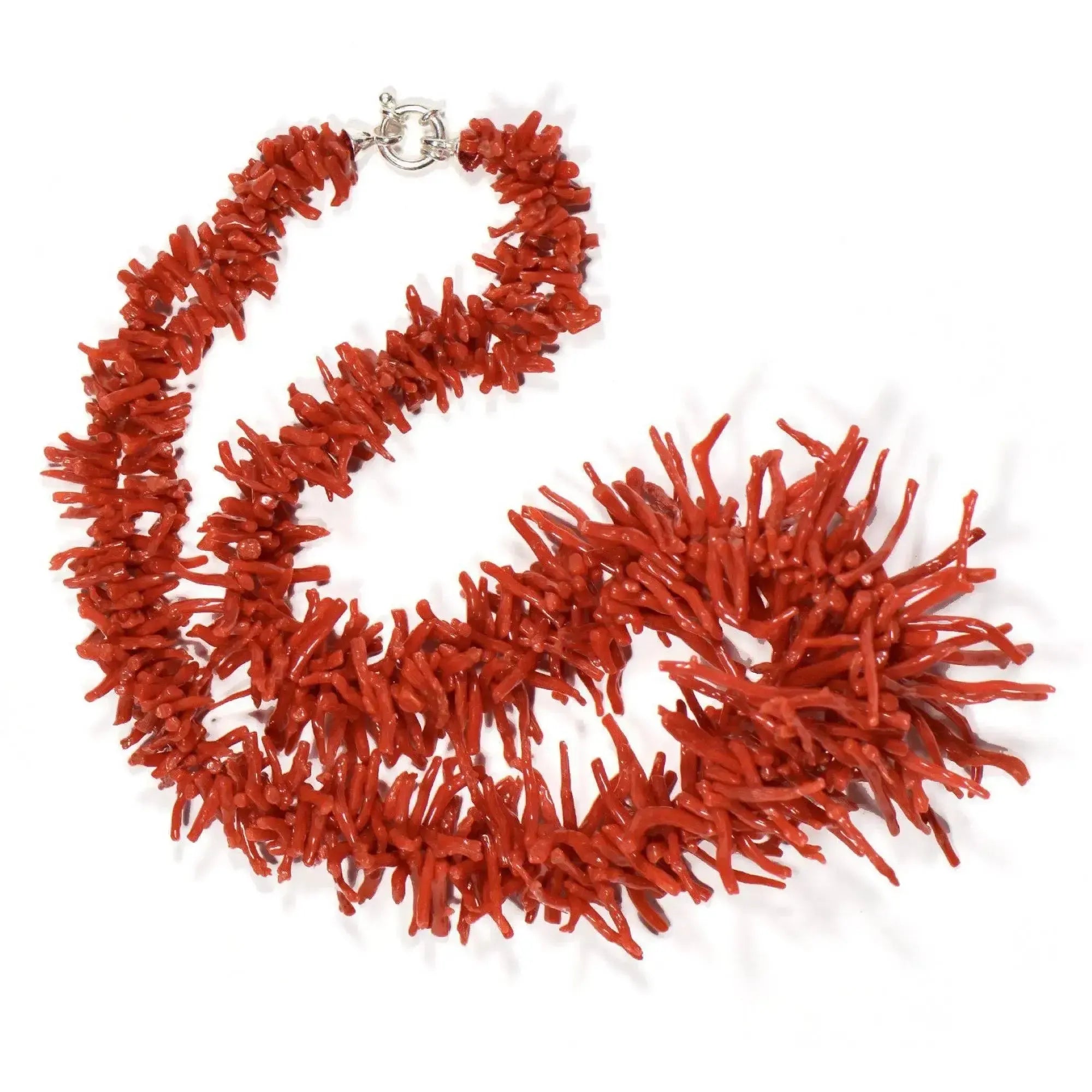 Coral and silver necklace with coral branches