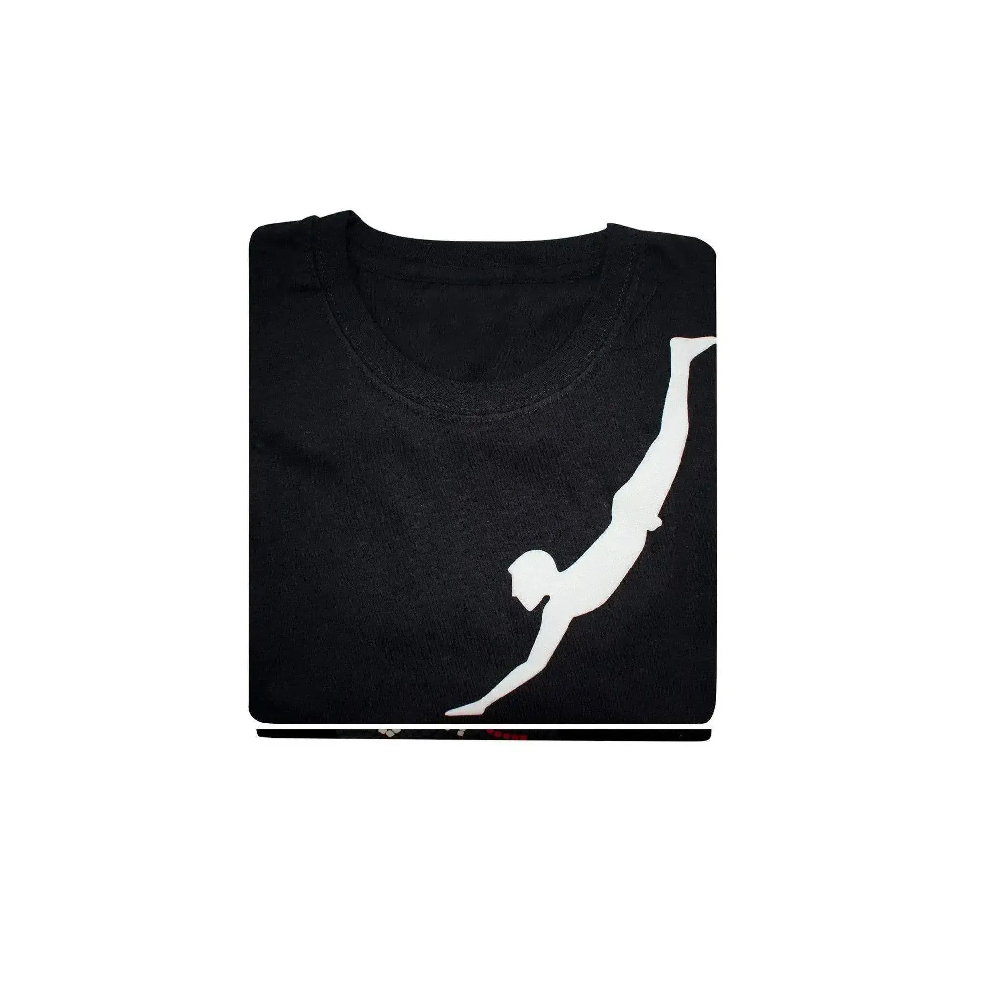 T-shirt homme noir imprimé plongeur Paestum plié
