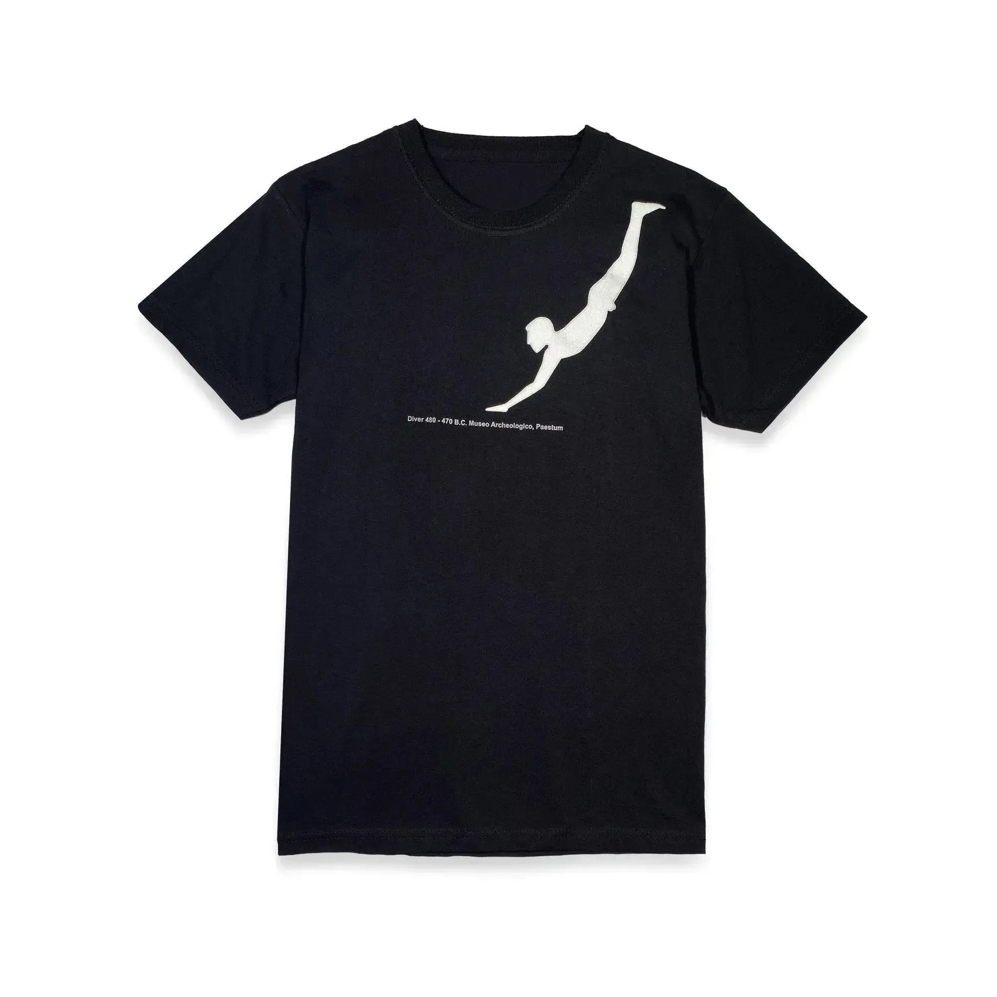 T-shirt homme noir avec imprimé plongeur Paestum
