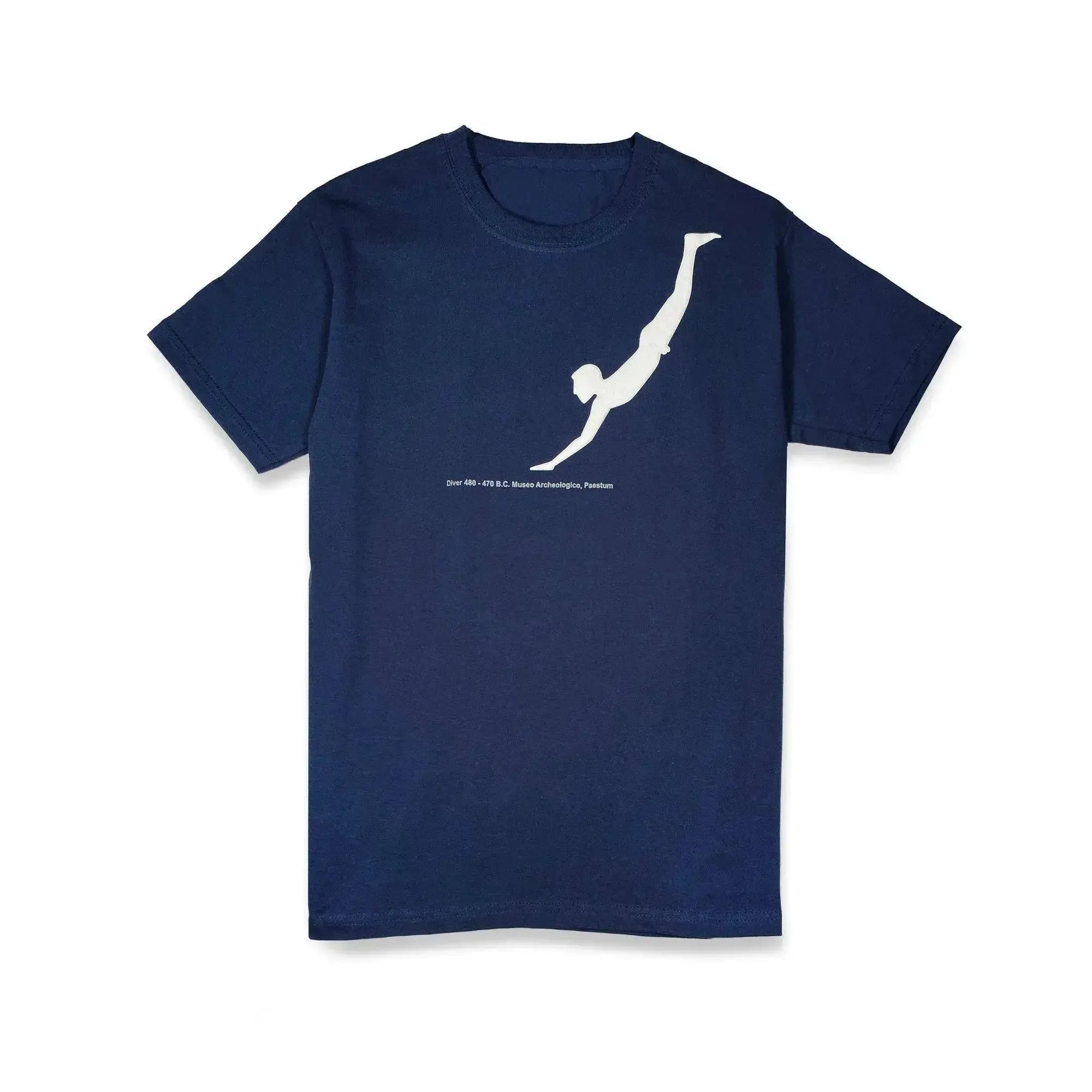 T-shirt homme bleu avec imprimé plongeur Paestum