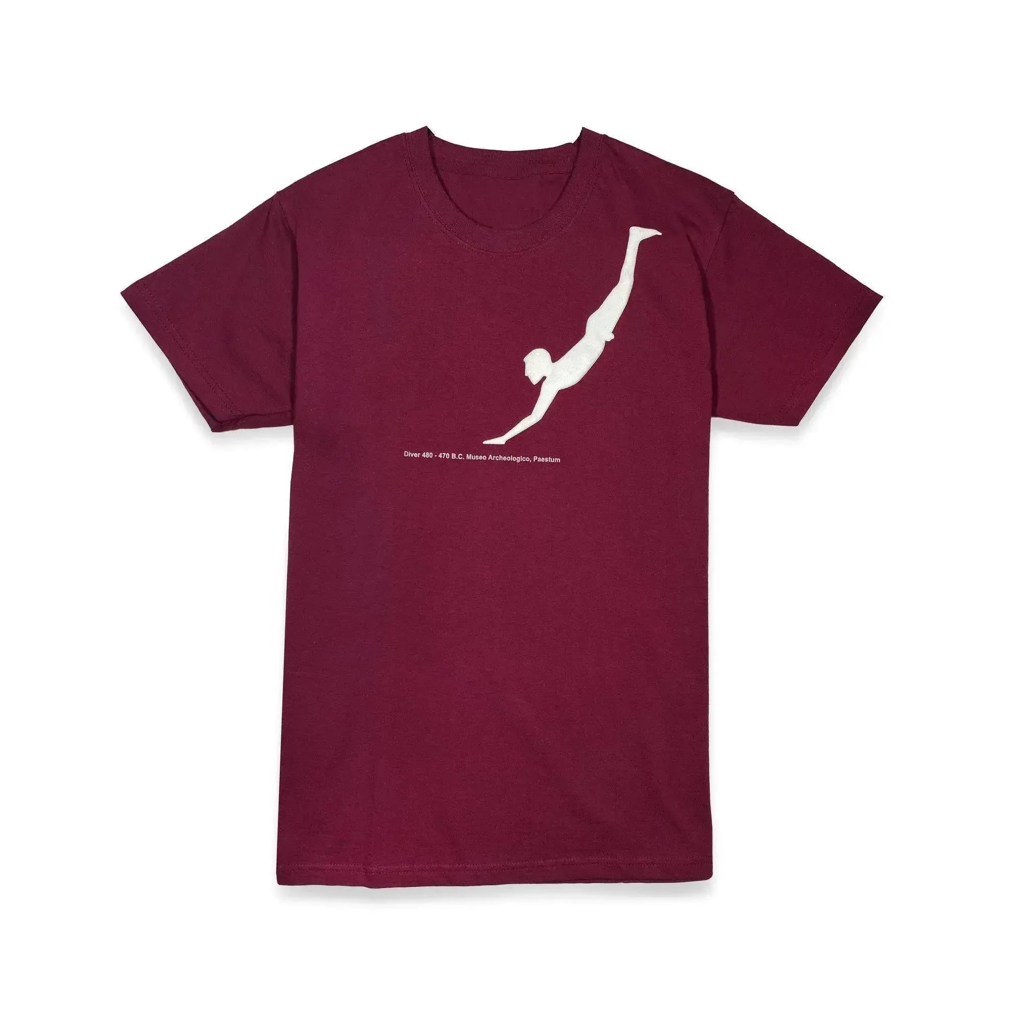 T-shirt homme bordeaux imprimé plongeur Paestum