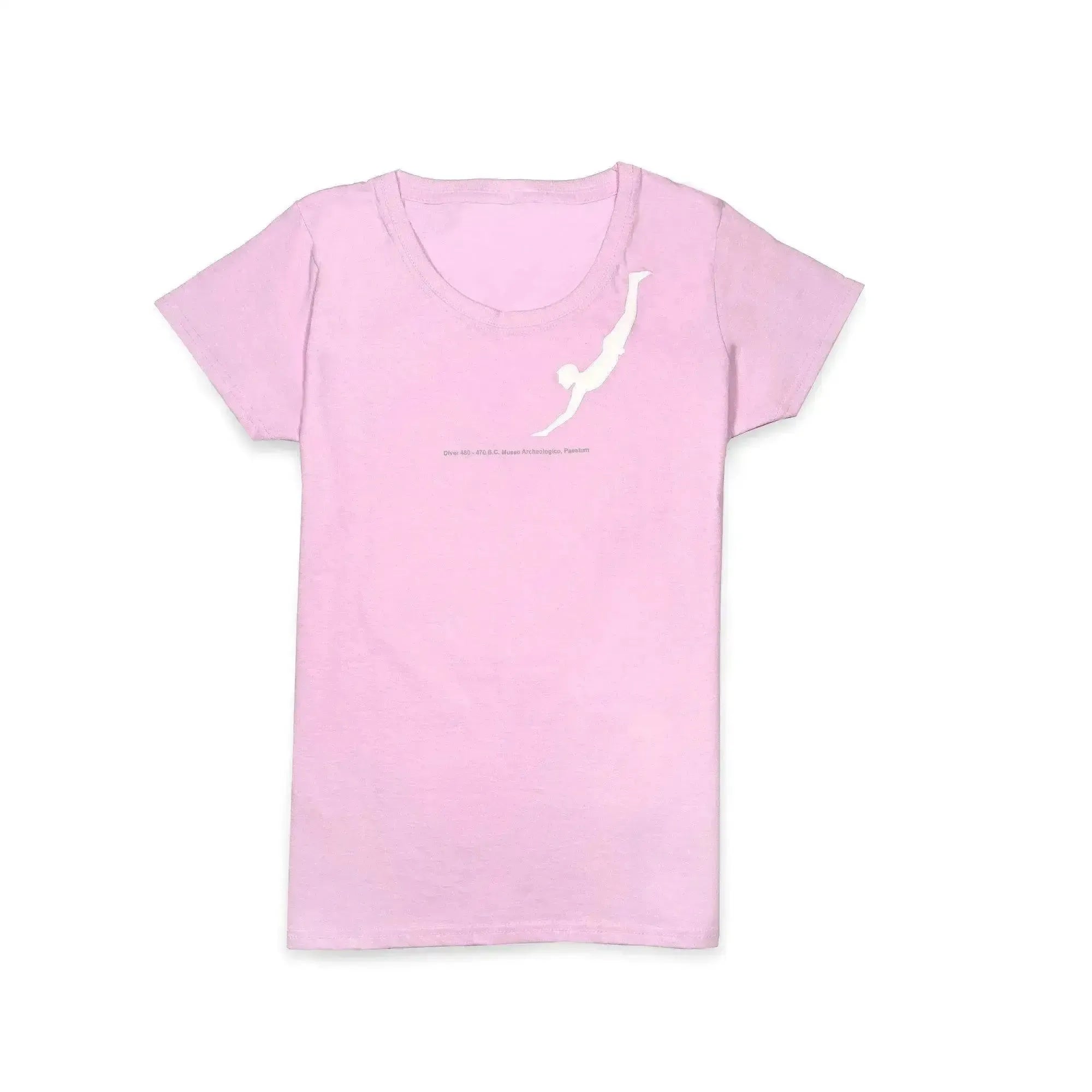 Camiseta de mujer rosa claro con estampado de buzo Paestum