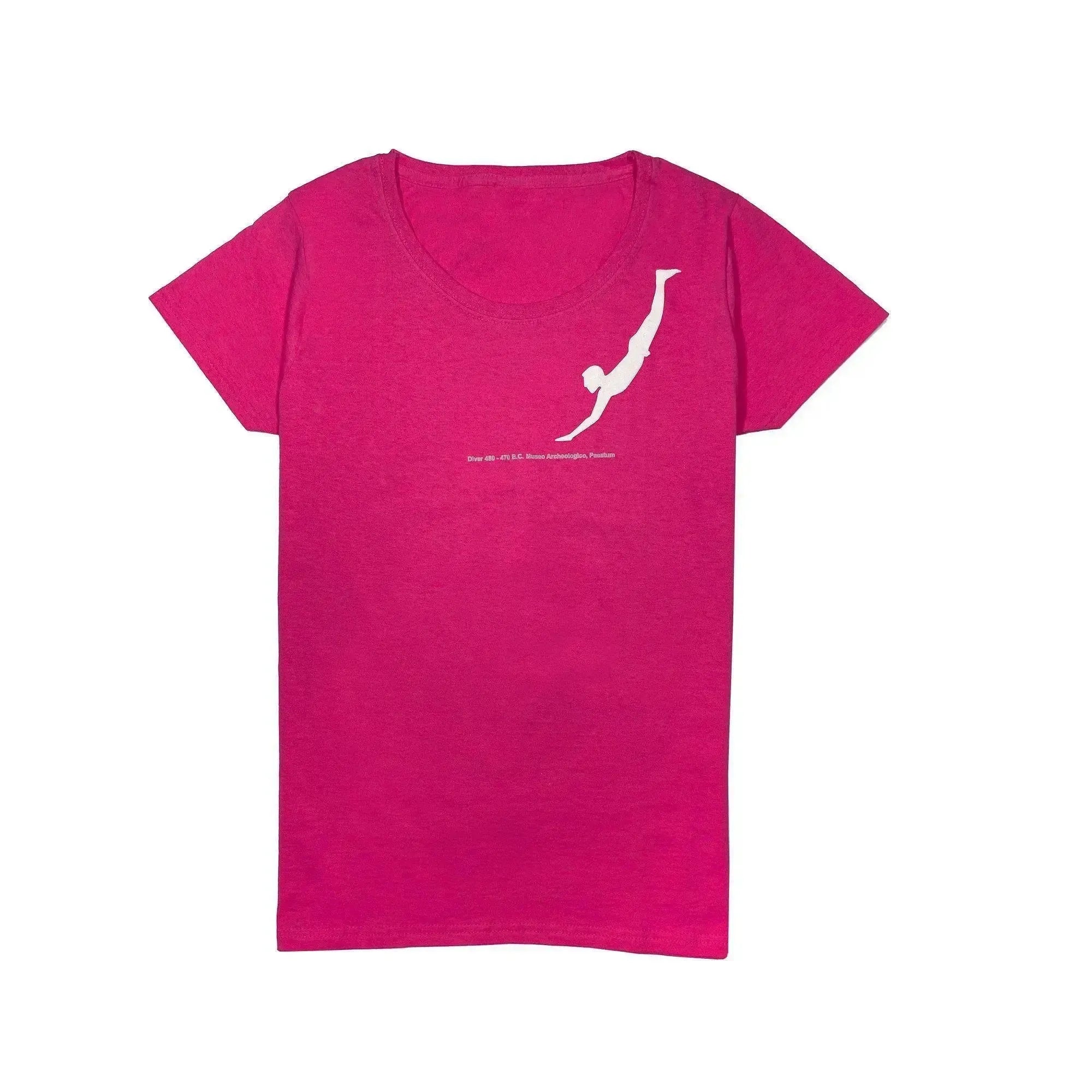 Camiseta de mujer rosa con estampado de buzo Paestum