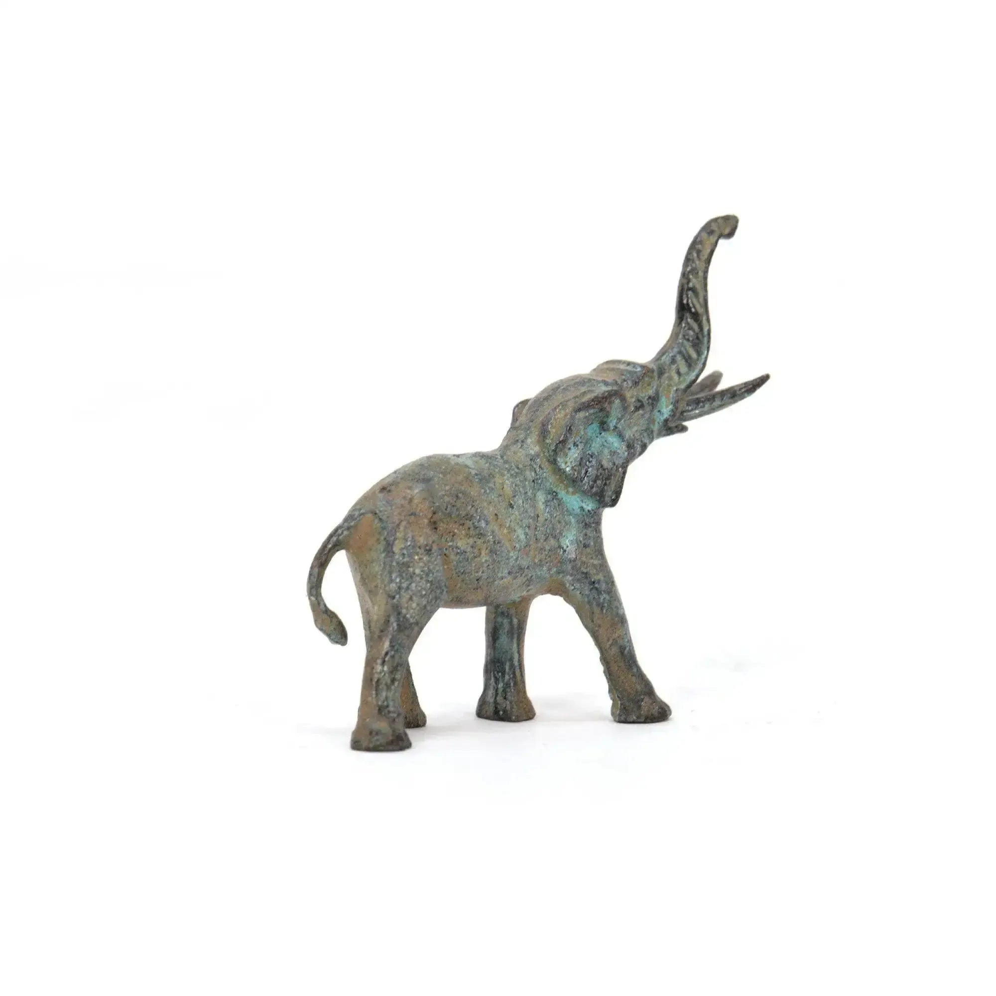 rear view of bronze elephant figurine