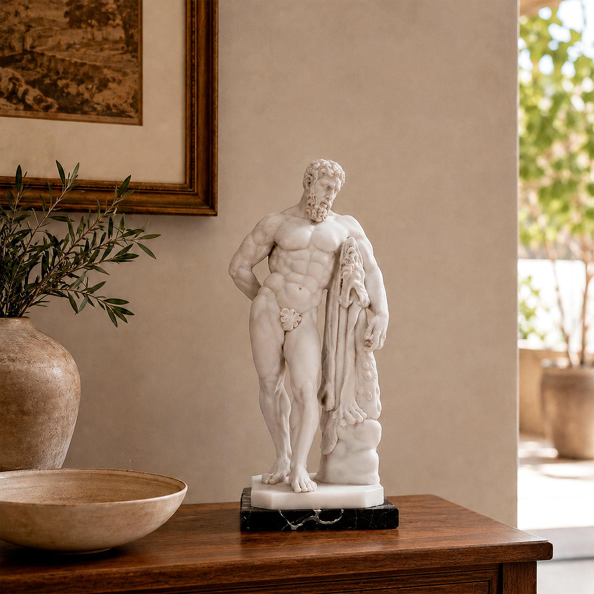 Marble Sculpture of Hercules Farnese - 33 cm