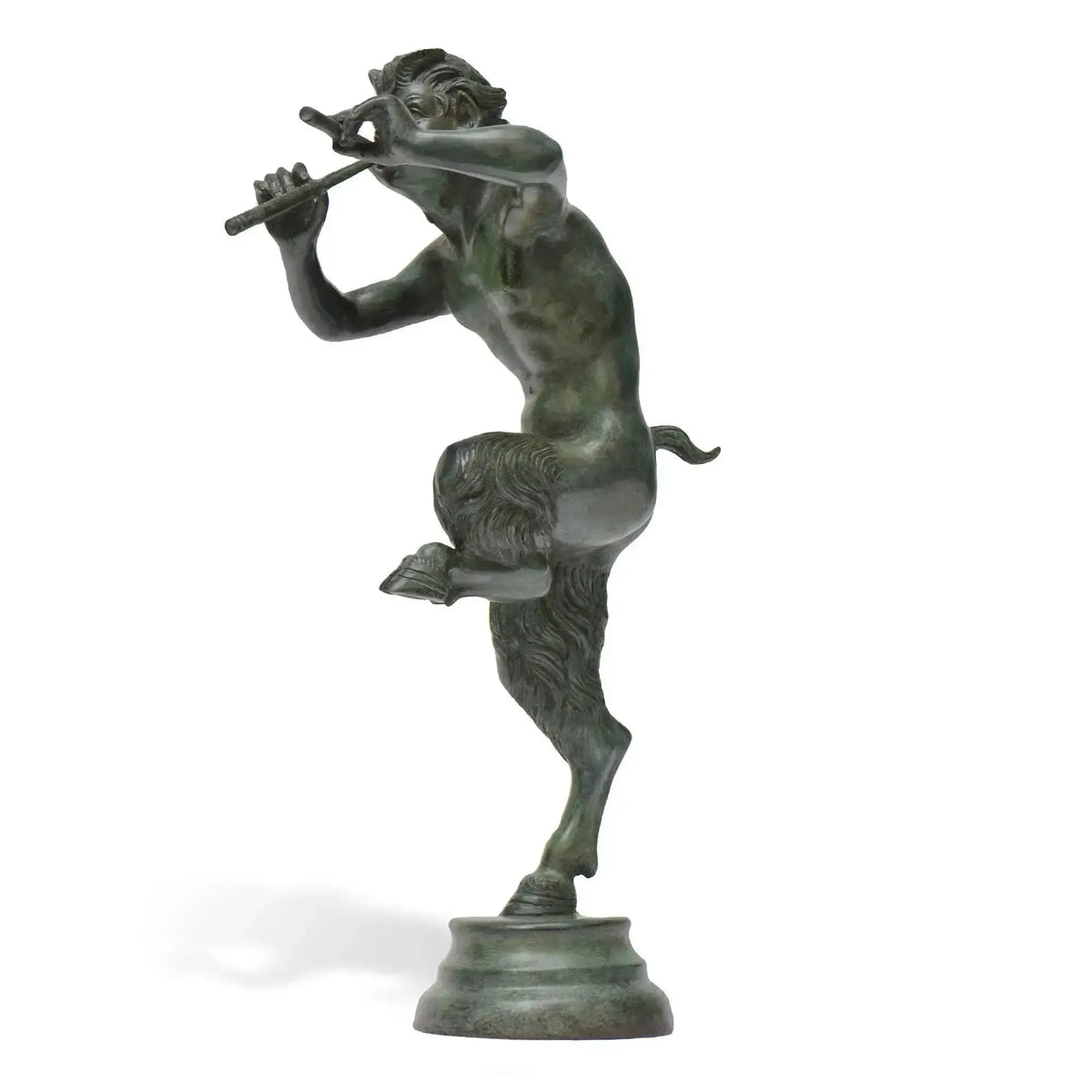 Faun with pipes bronze sculpture