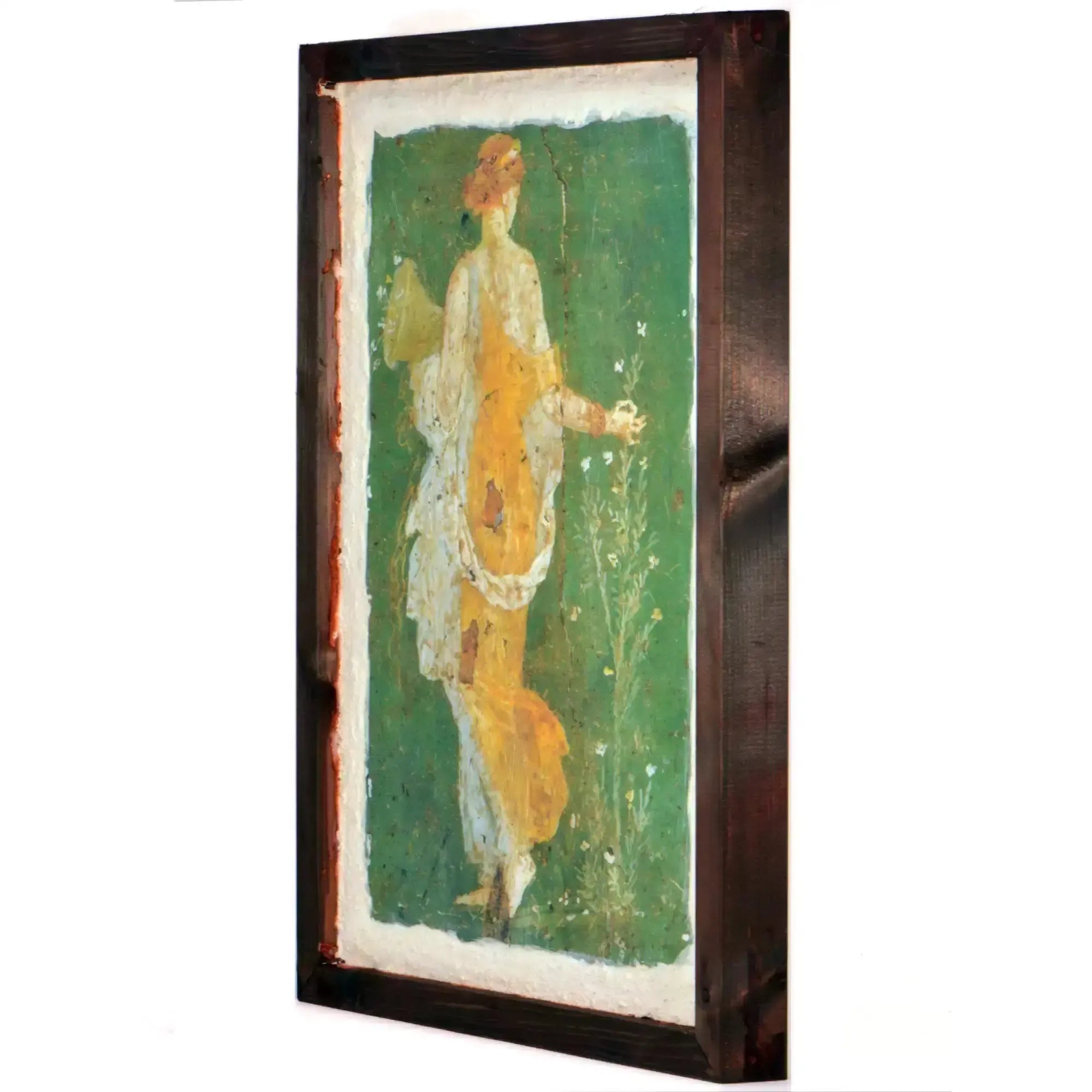 Flora di Stabiae mit dem Rücken zugewandt, während sie Blumen pflückt und einen Kalathos hält