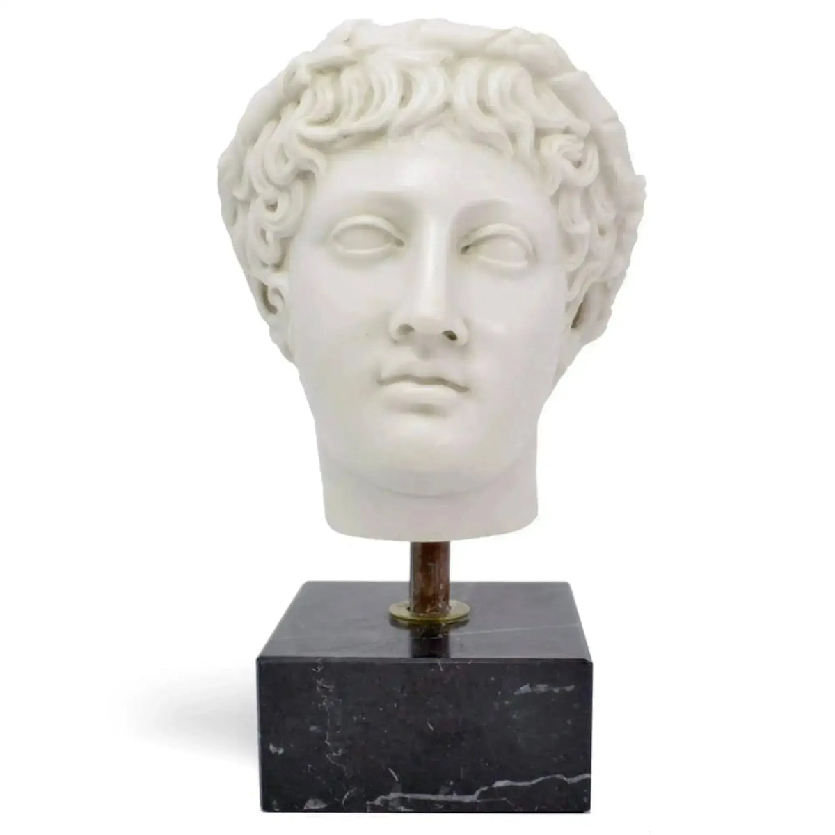 Testa Giovane Bacco - Scultura in marmo vista frontale