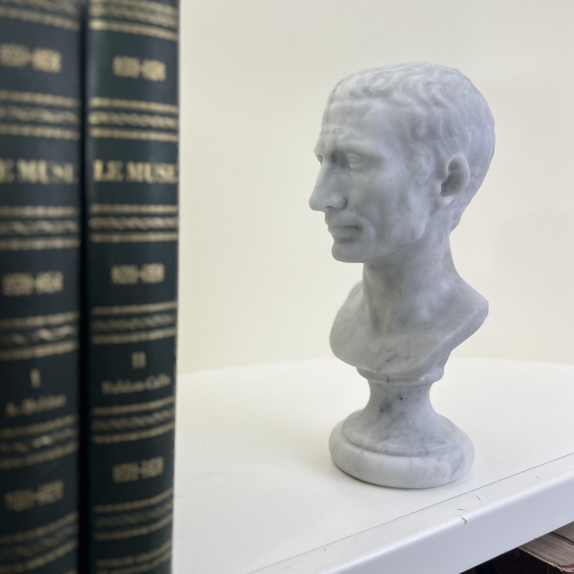 Testa in Marmo di Giulio Cesare – Scultura 30 cm in Marmo di Carrara