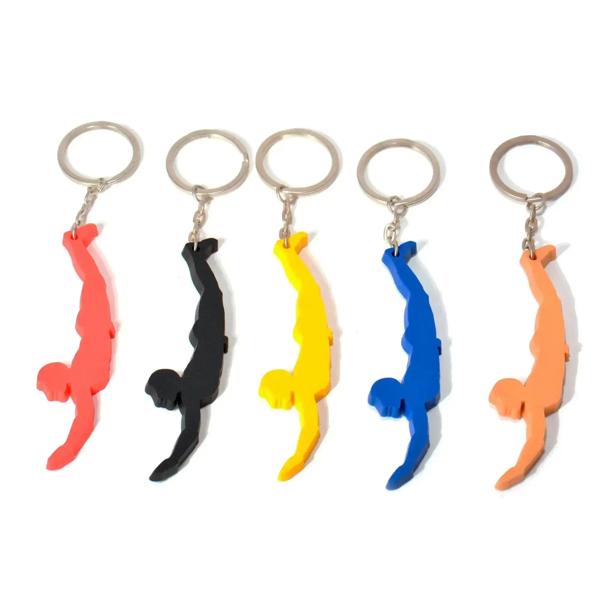 Paestum diver key ring in black, red, yellow, blue and gold