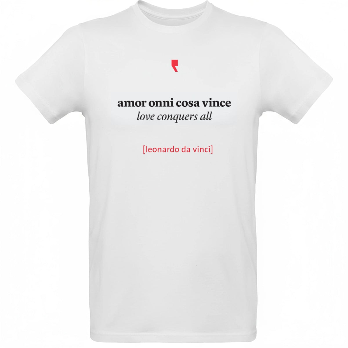 Minimalistisches T-Shirt inspiriert von Leonardo da Vinci, mit einfacher Grafik im Renaissance-Stil.