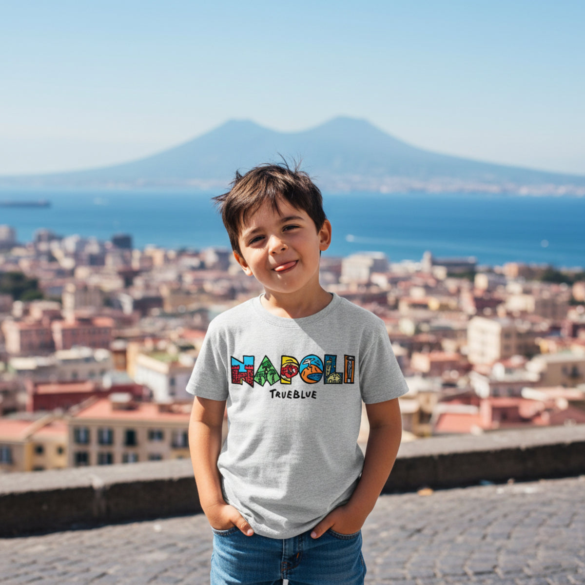 T-shirt enfant Colore&Calore Tempio True Bleu gris