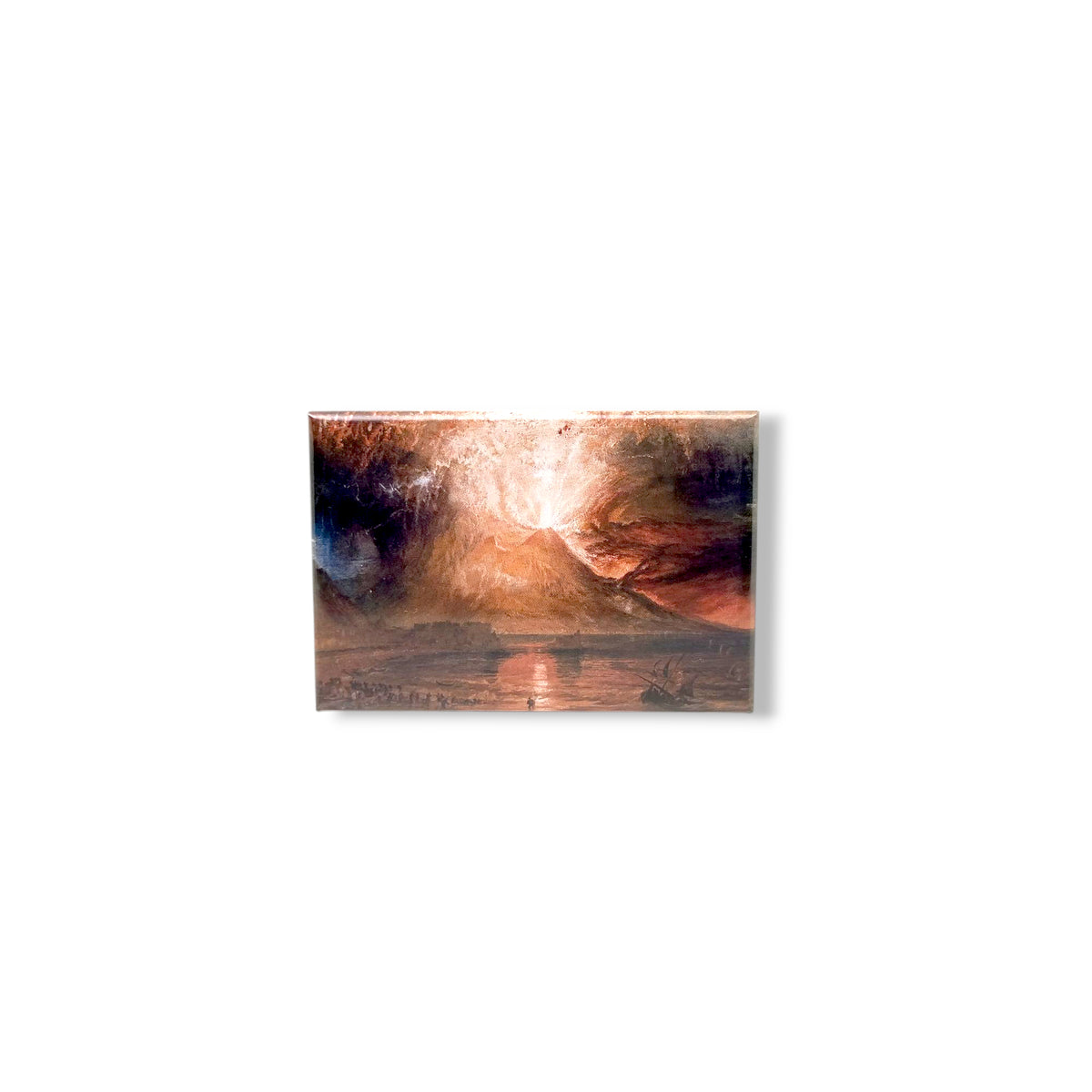 Magnete con Eruzione del Vesuvio di Turner e riflessi sul mare, su fondo bianco