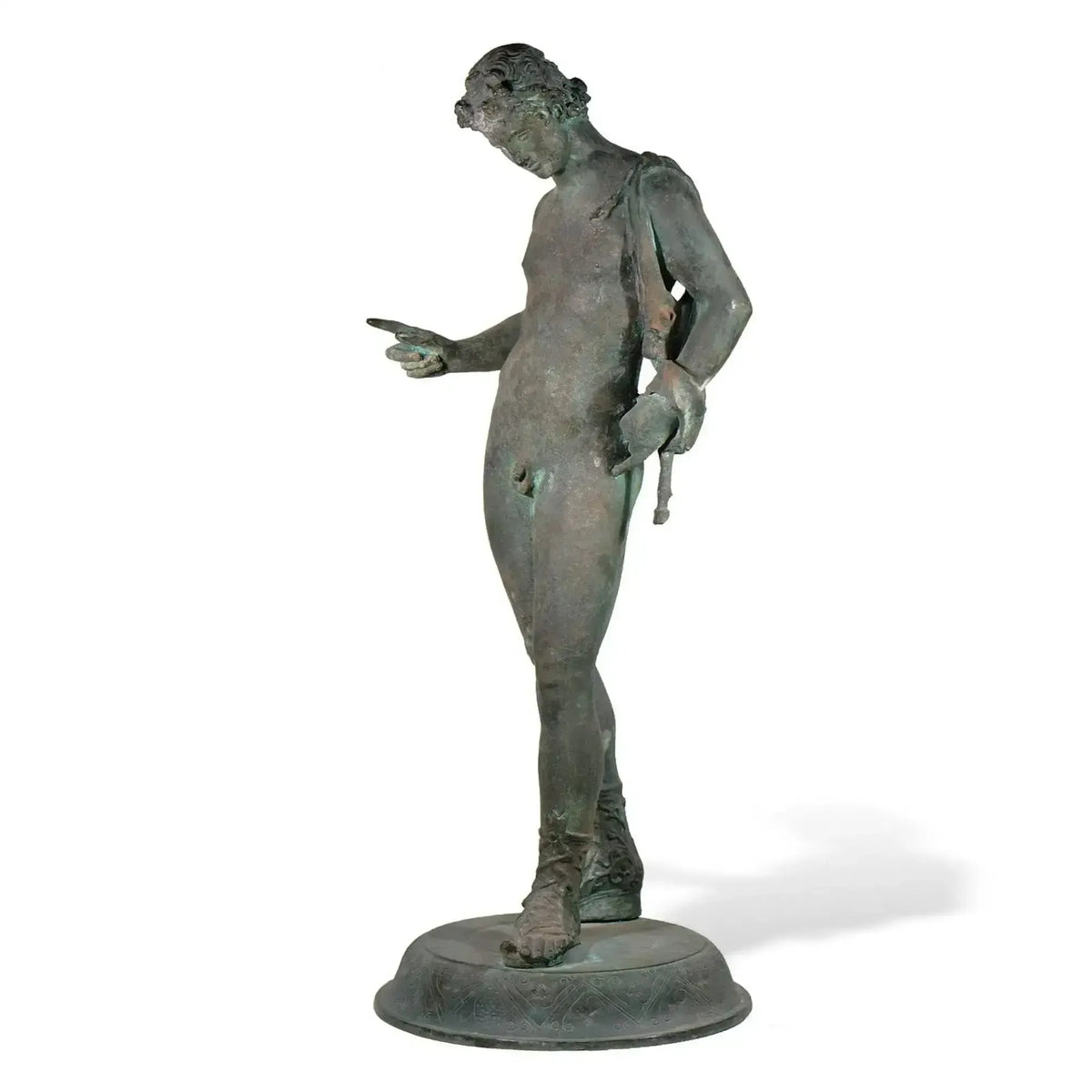 Bronze statue of Narcissus, front view