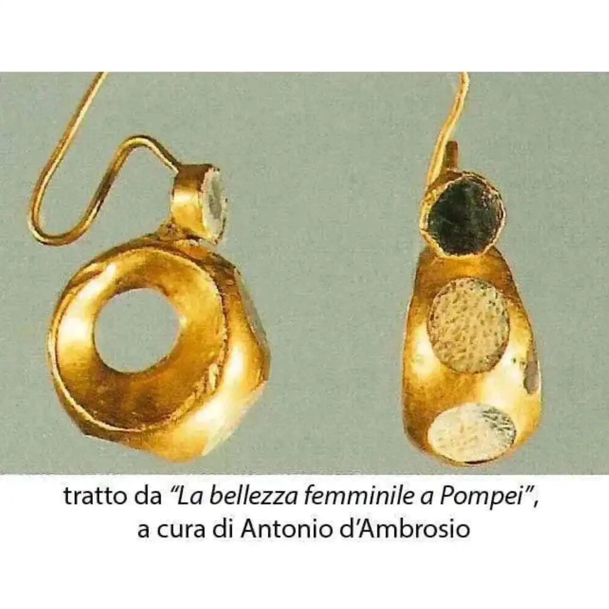 Pompeian jewels: Earrings with natural stones, in gold-plated silver