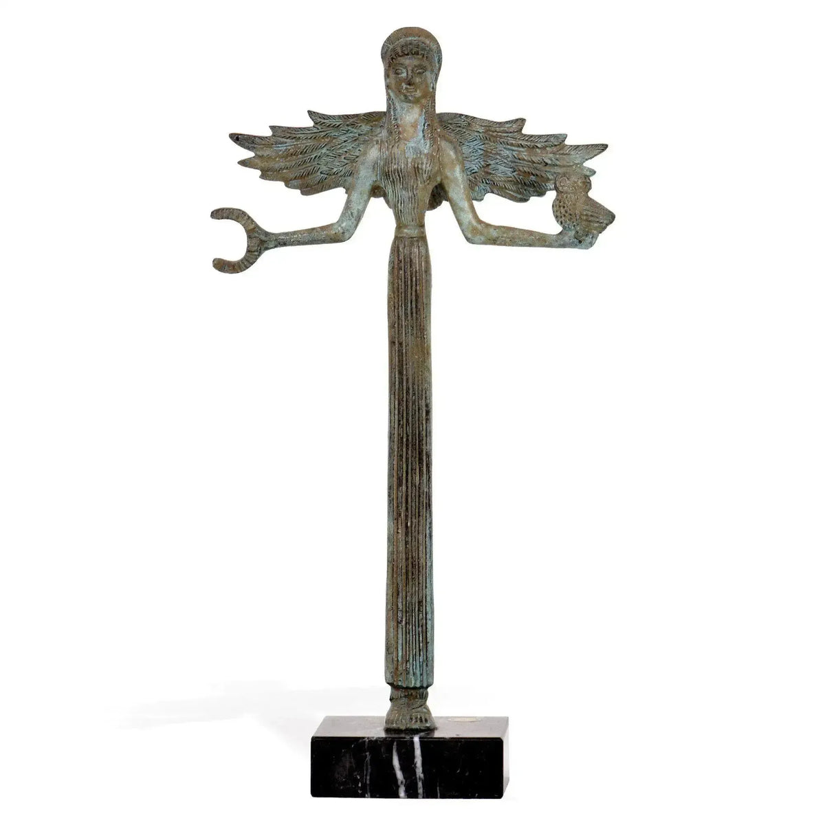 Winged Nike in bronze on a marble base, artistic work