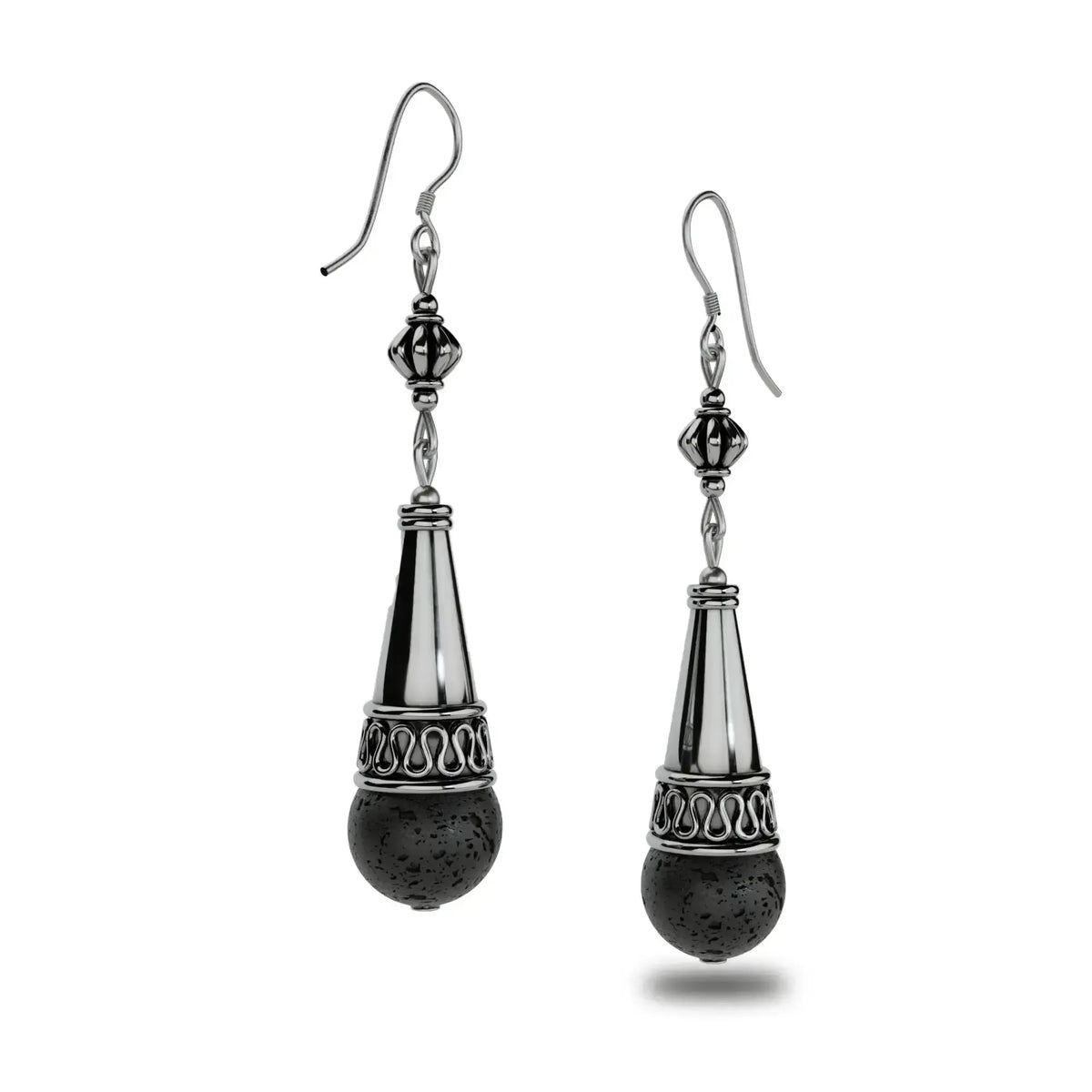 Pompeii style Crotalia earrings with lava stone from Vesuvius