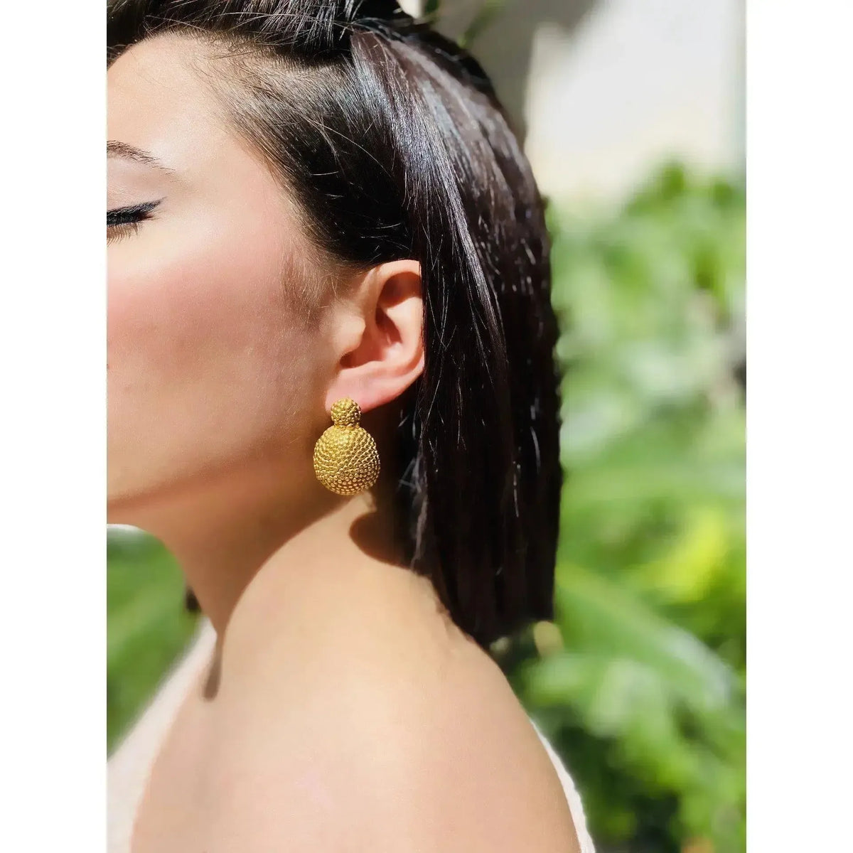 Pendientes bolas de plata bañada en oro de 18K, inspiración Pompe
