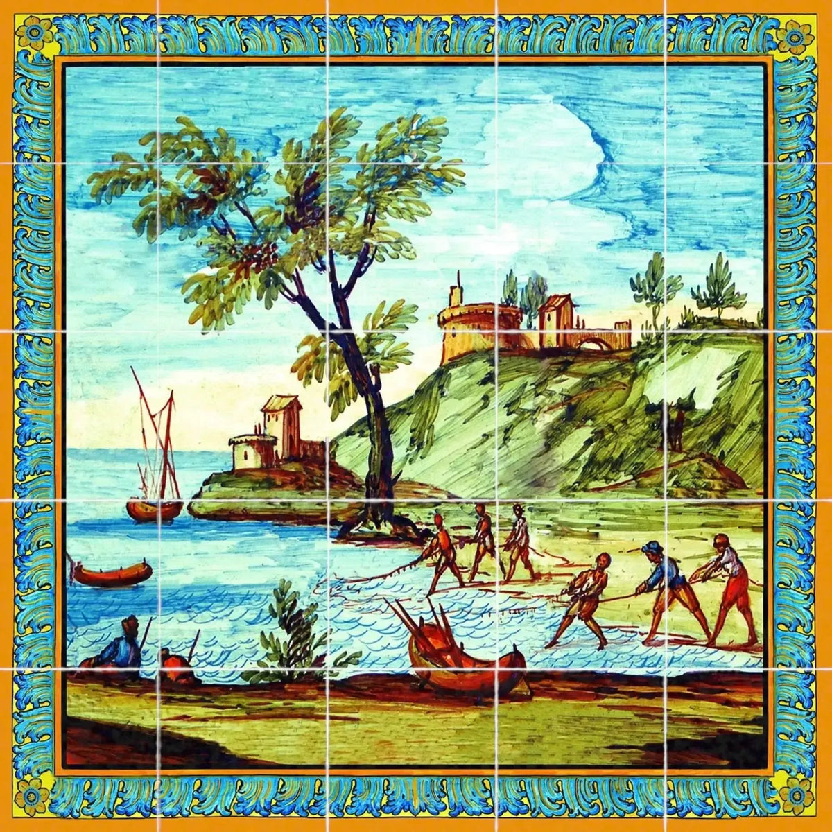 Tile of Santa Chiara with fishermen