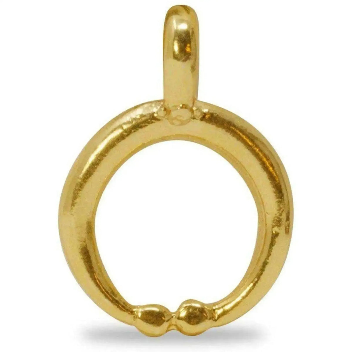 Pendente Lunula Crescente in argento placcato oro, visto frontalmente su fondo bianco
