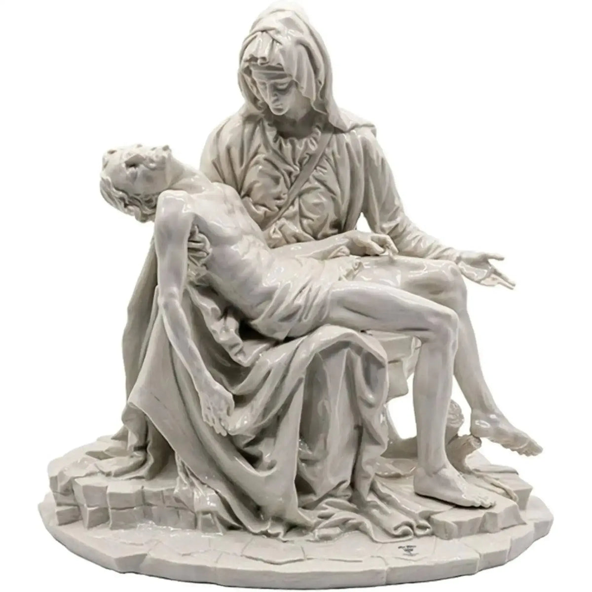 Pietà de Michel-Ange en porcelaine de Capodimonte, hauteur 44 cm