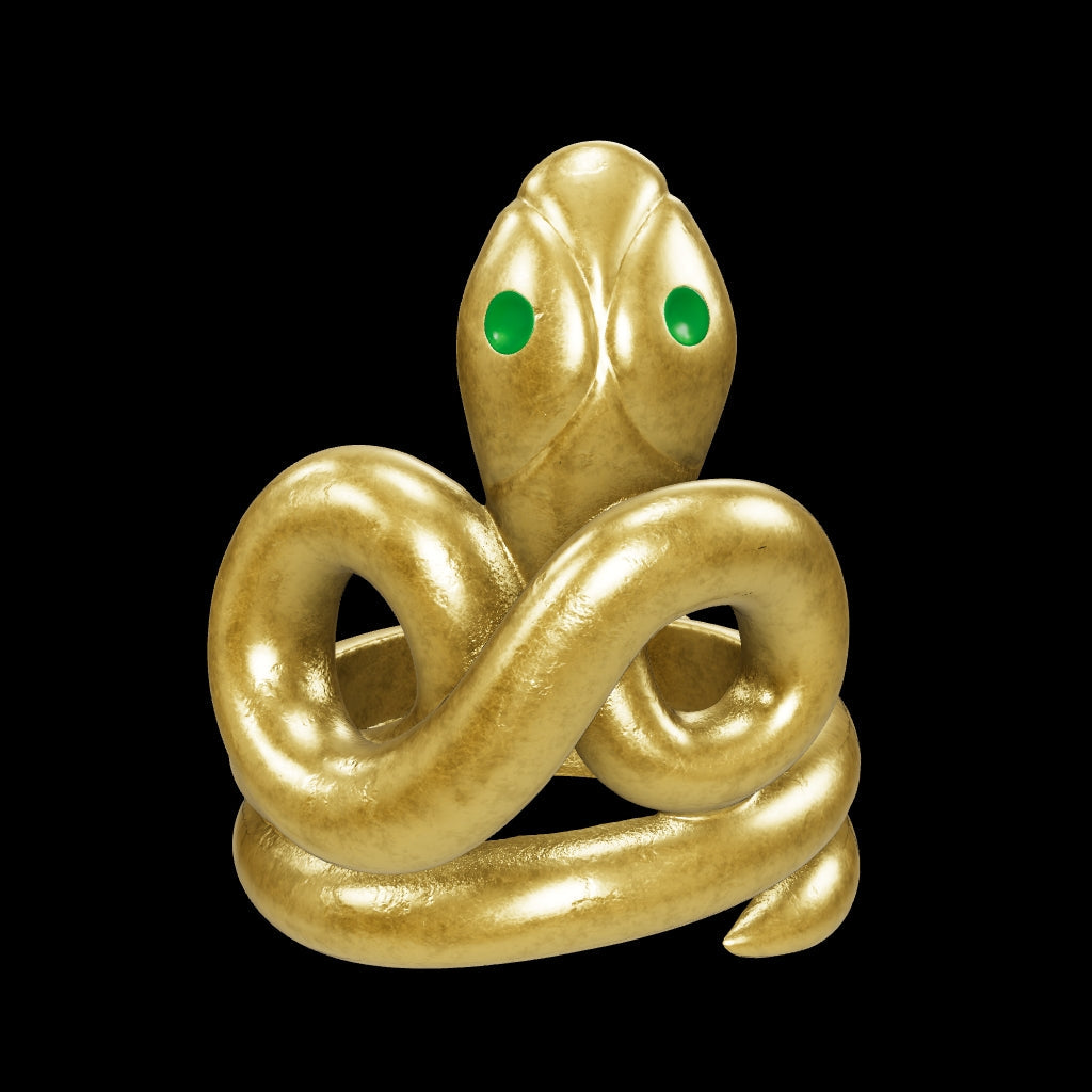 Modello 3D dell'Anello Serpente intrecciato di Pompei in Argento 925 placcato Oro 18K 