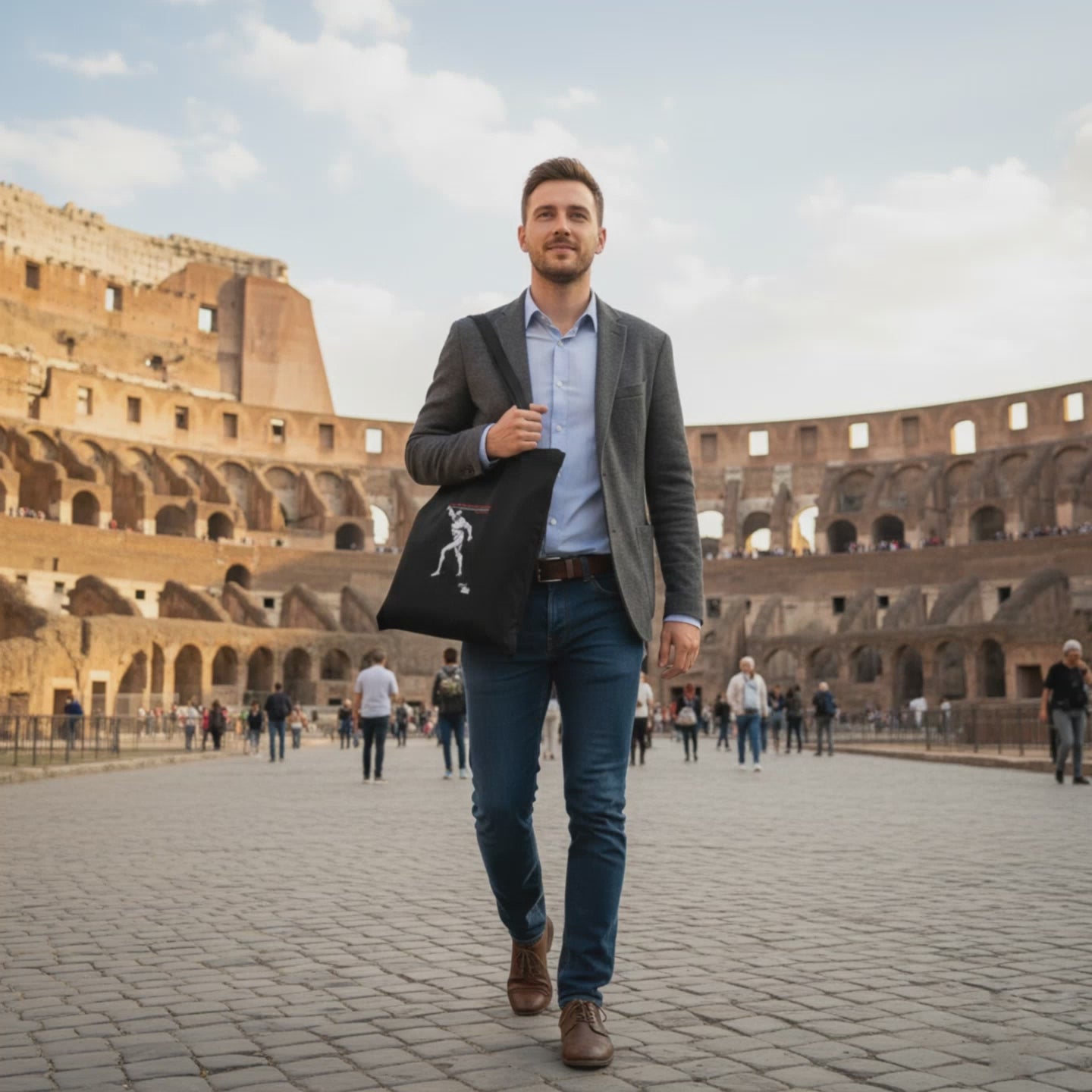 Design ispirato a Spartacus su borsa nera