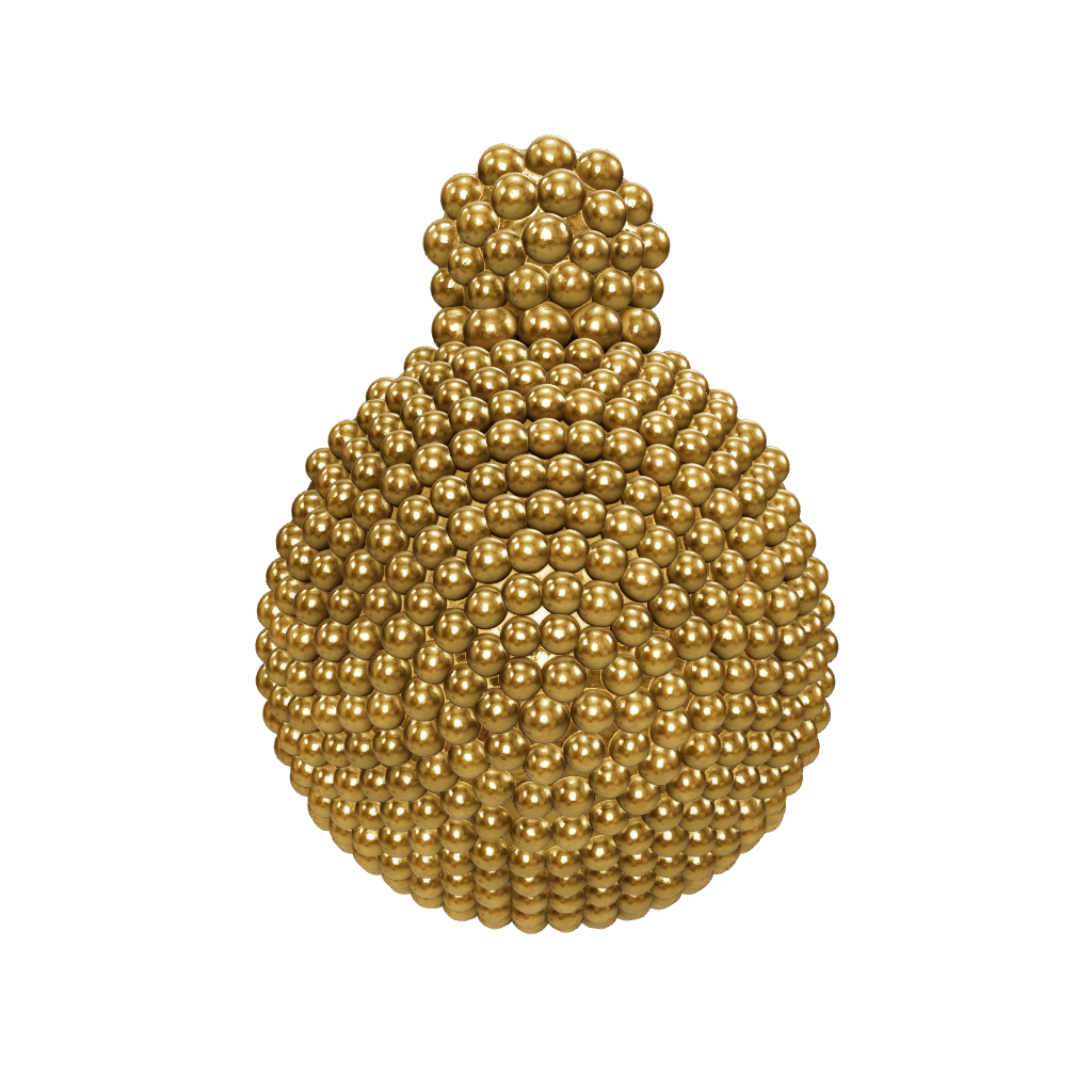 Primo piano di un singolo orecchino in oro con granulazione, evidenziando la texture.