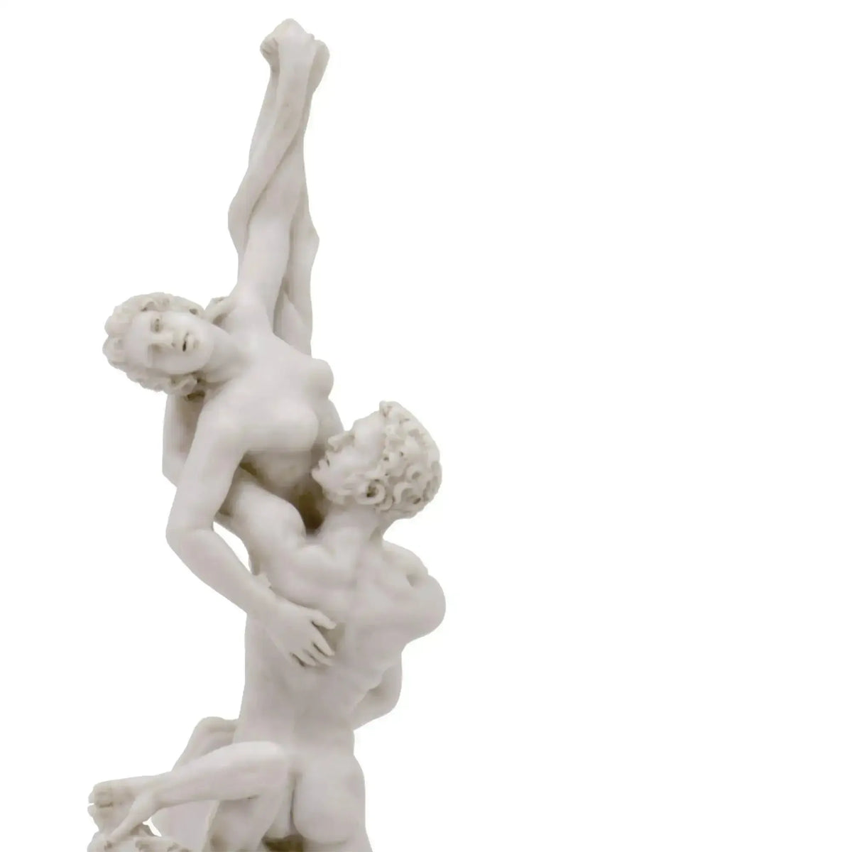 Gros plan sur la statuette de l'Enlèvement des Sabines de Giambologna.