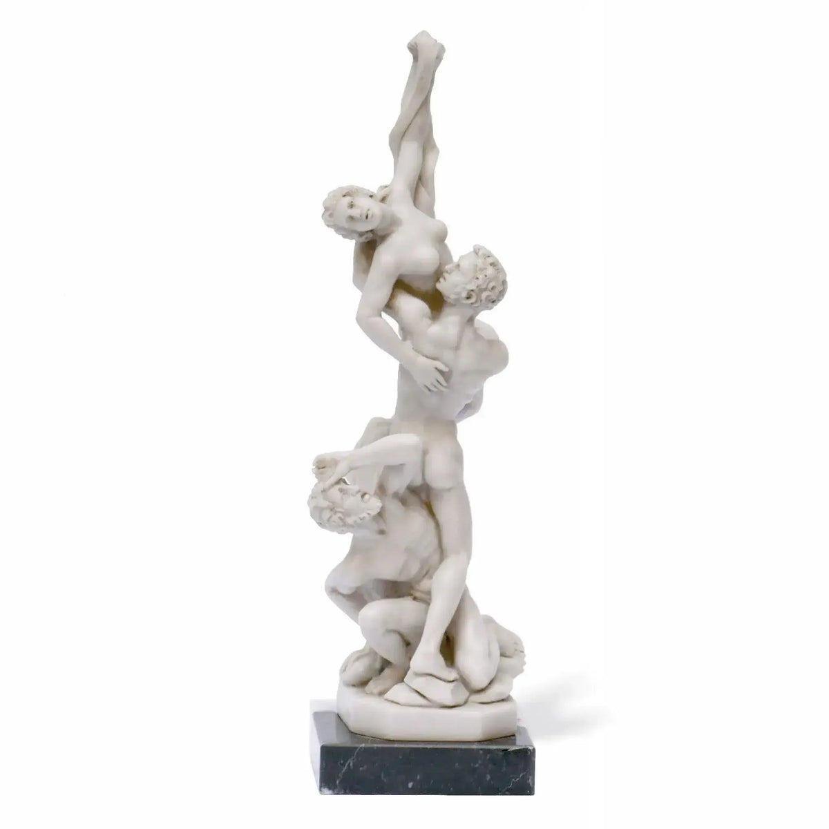  Front view of the statuette of the Rape of the Sabine Women by Giambologna in marble.