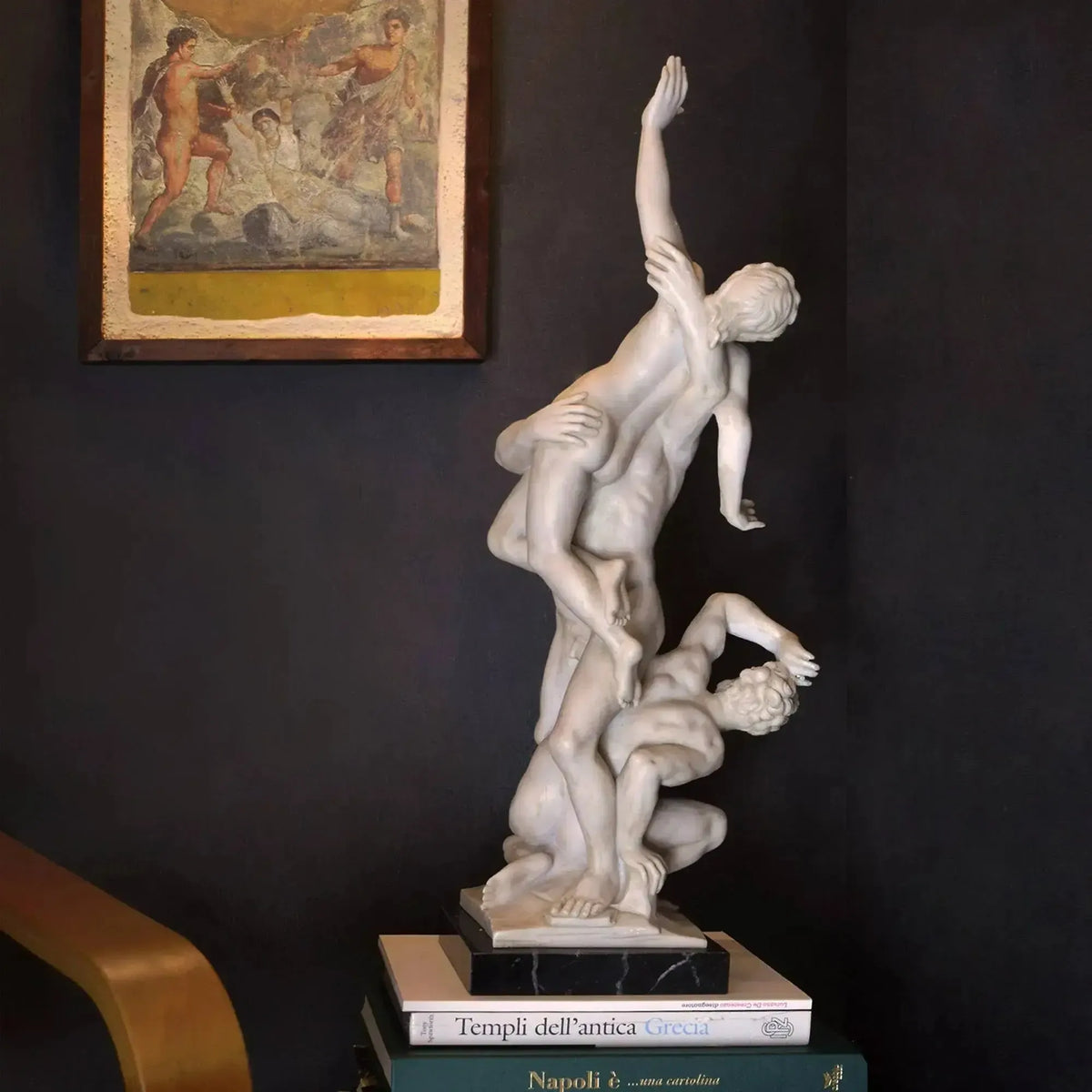 Marble statue of the Rape of the Sabine Women by Giambologna.