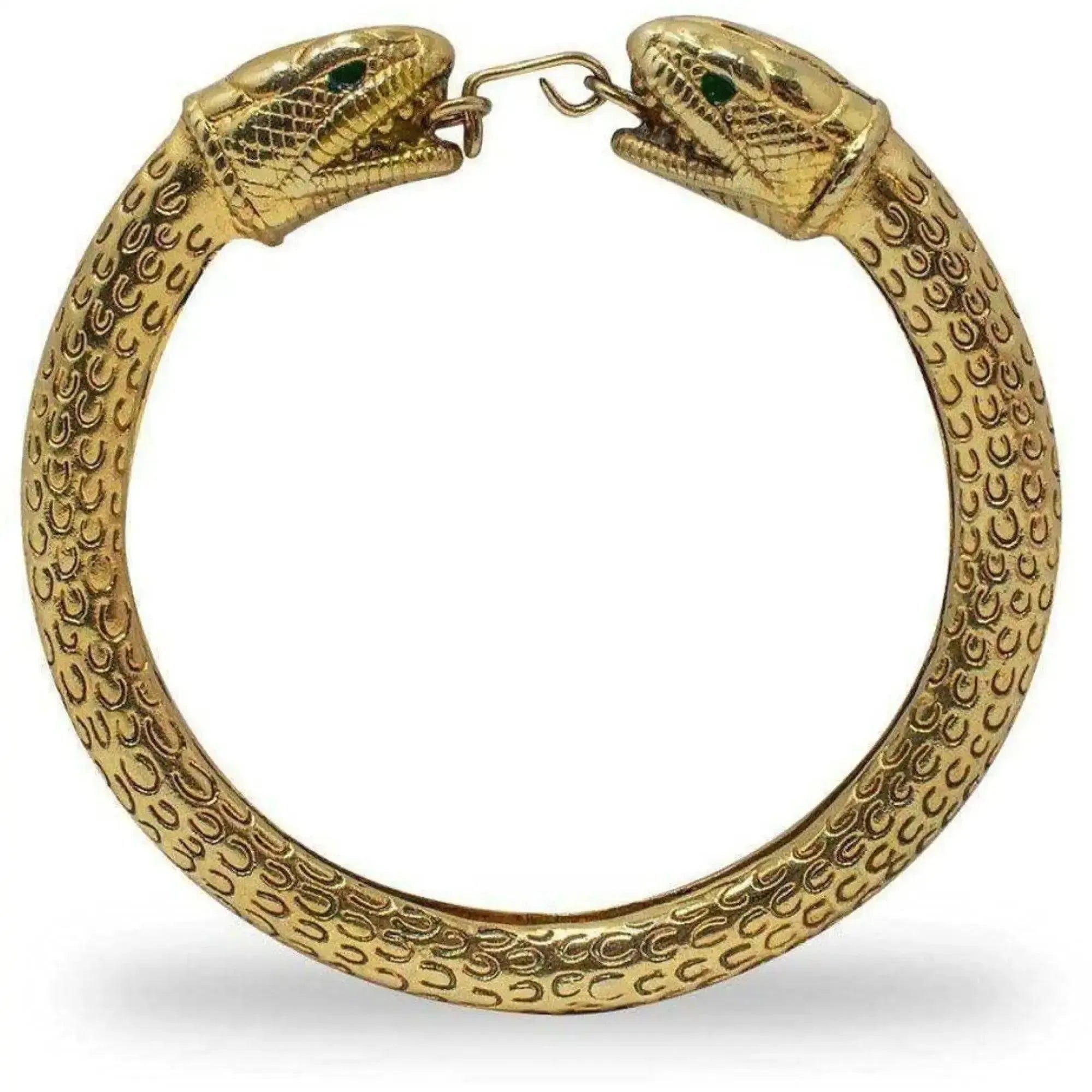 Detalle de pulsera romana con forma de serpiente en oro.