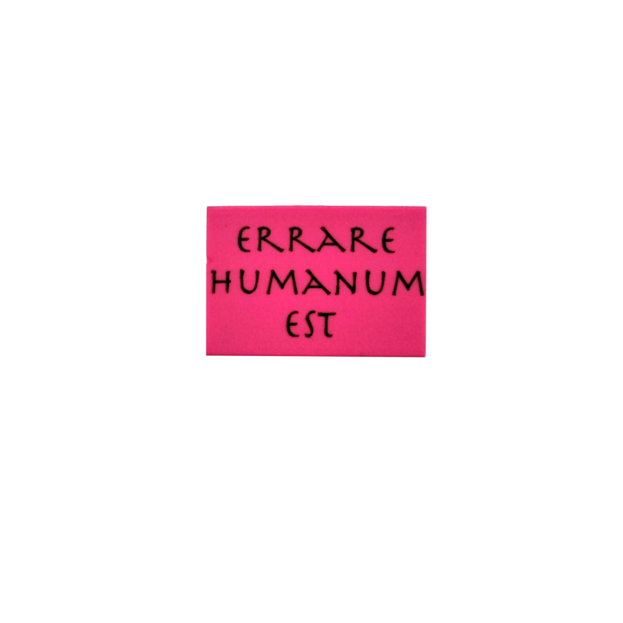 Gomma artistica con frase latina “Errare Humanum Est” – motto di saggezza romana

