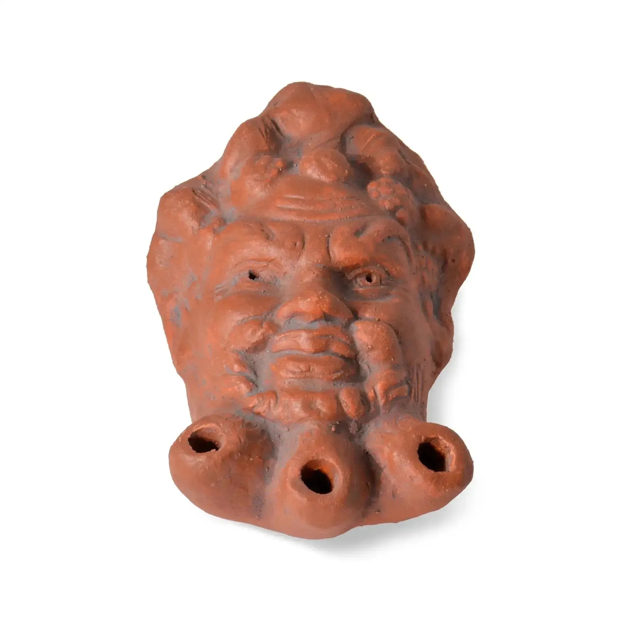 Терракотовая масляная лампа с изображением сатира трех огней.